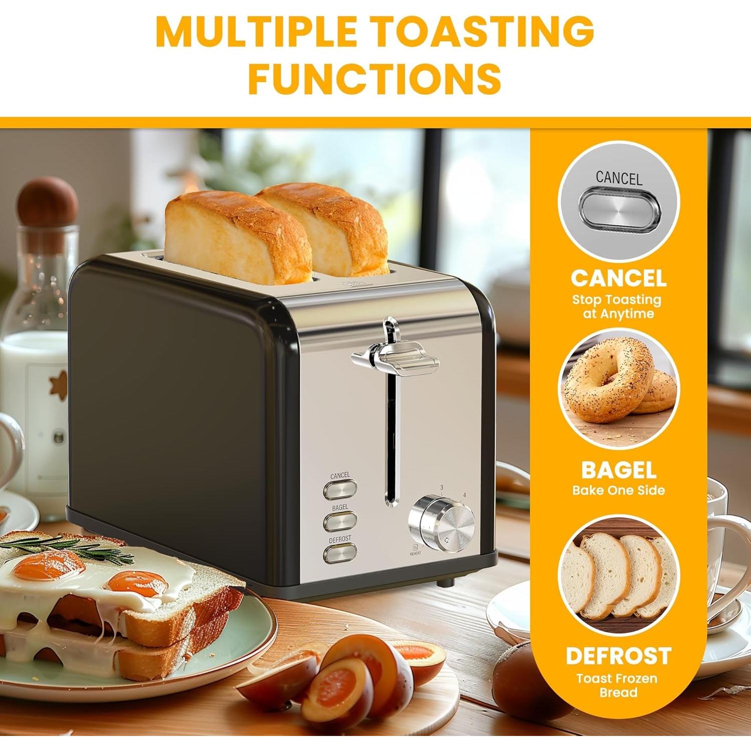 Tostadora Simple Deluxe 2 Rebanadas 6 Niveles Negro