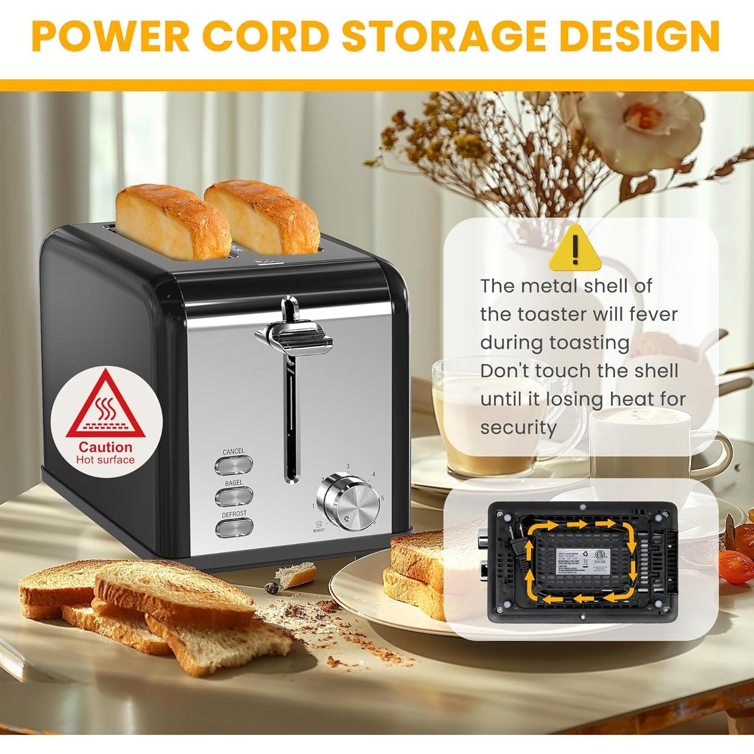 Tostadora Simple Deluxe 2 Rebanadas 6 Niveles Negro