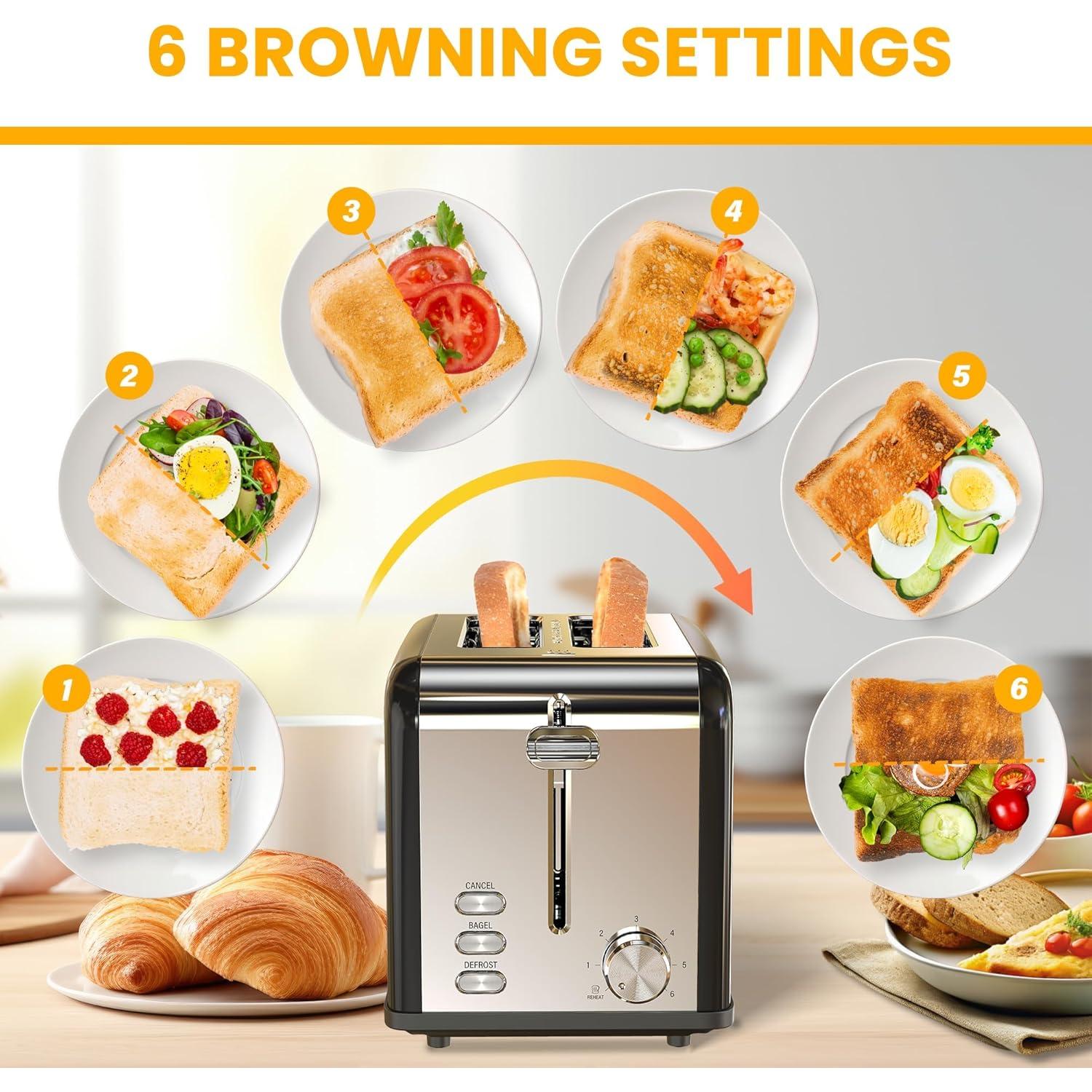 Tostadora Simple Deluxe 2 Rebanadas 6 Niveles Negro