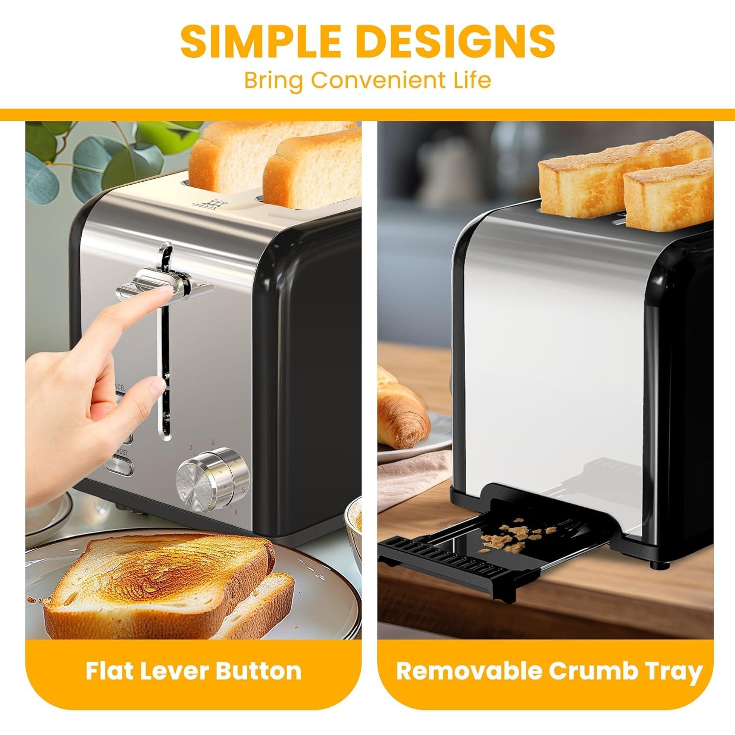 Tostadora Simple Deluxe 2 Rebanadas 6 Niveles Negro