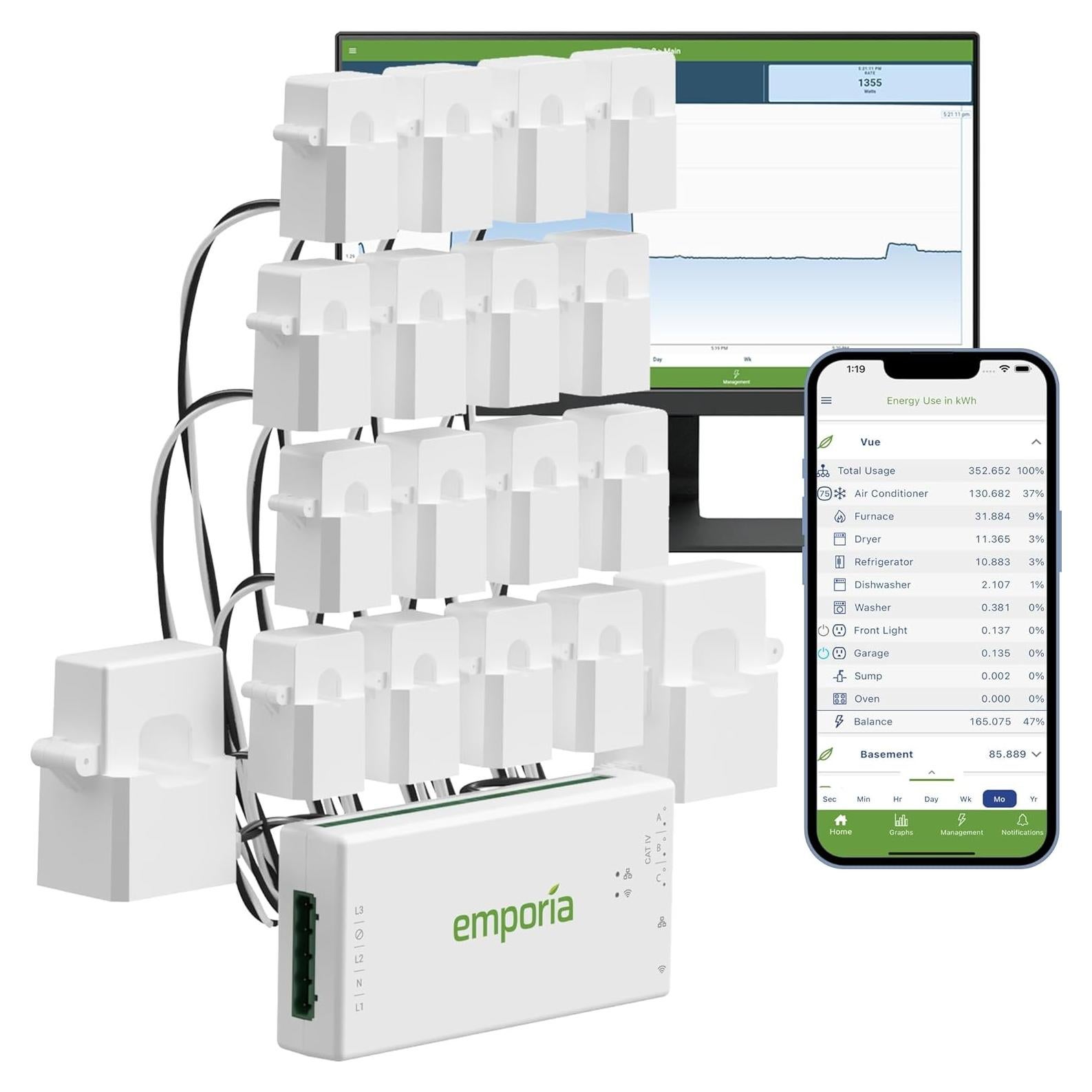 Emporia Vue 3 Monitor Energía 3 Fases 16 Sensores