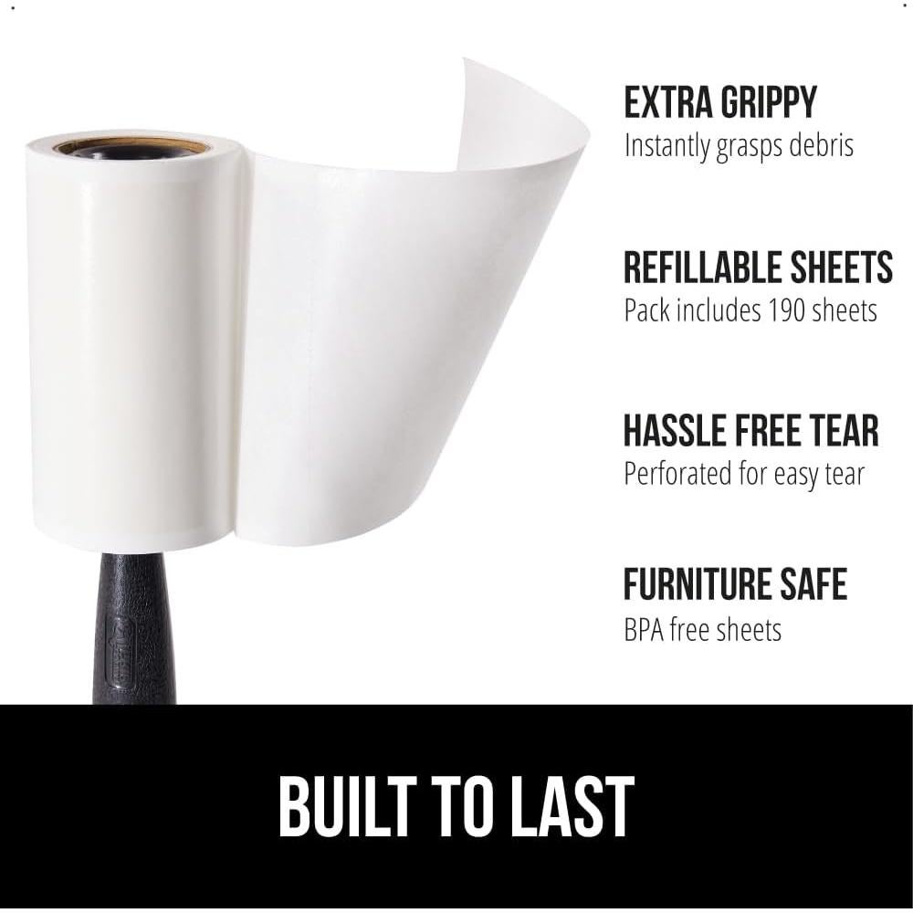 Rodillo Quitapelusas GORILLA GRIP 190 Hojas Recargables