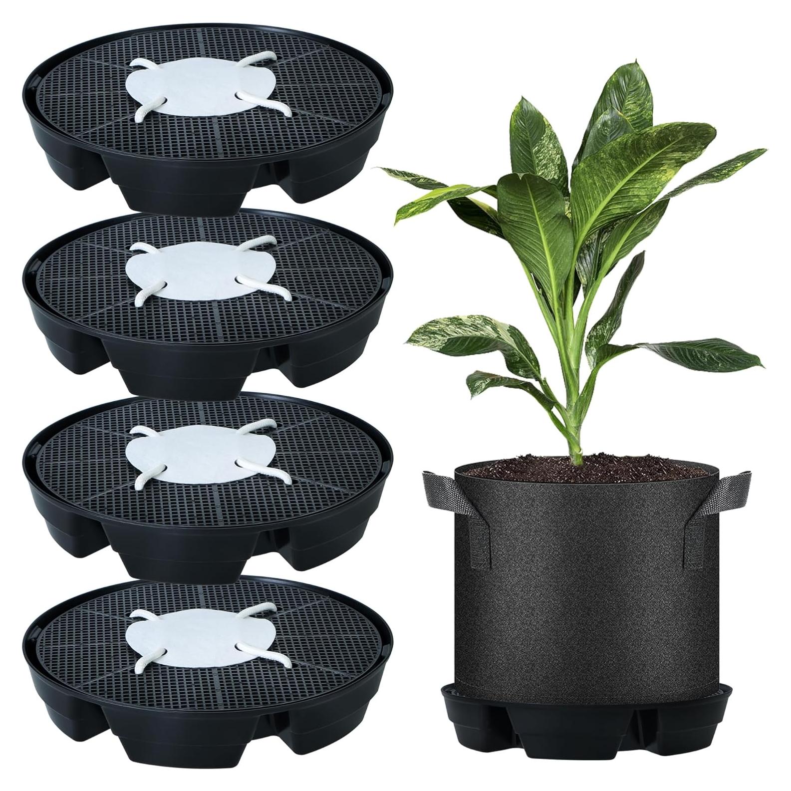 4 Platillos Autorriego UYEDUJZ para Macetas de Tela 32cm