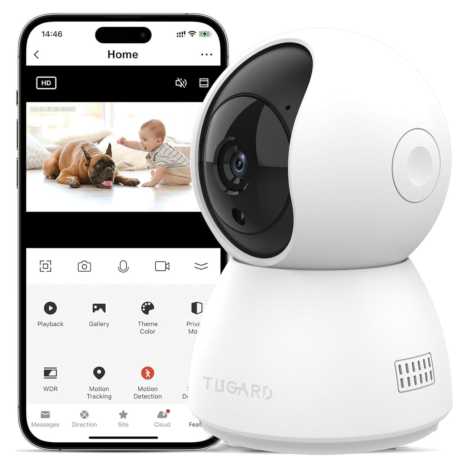 Cámara de Seguridad TUGARD 2MP 355° con Audio y App