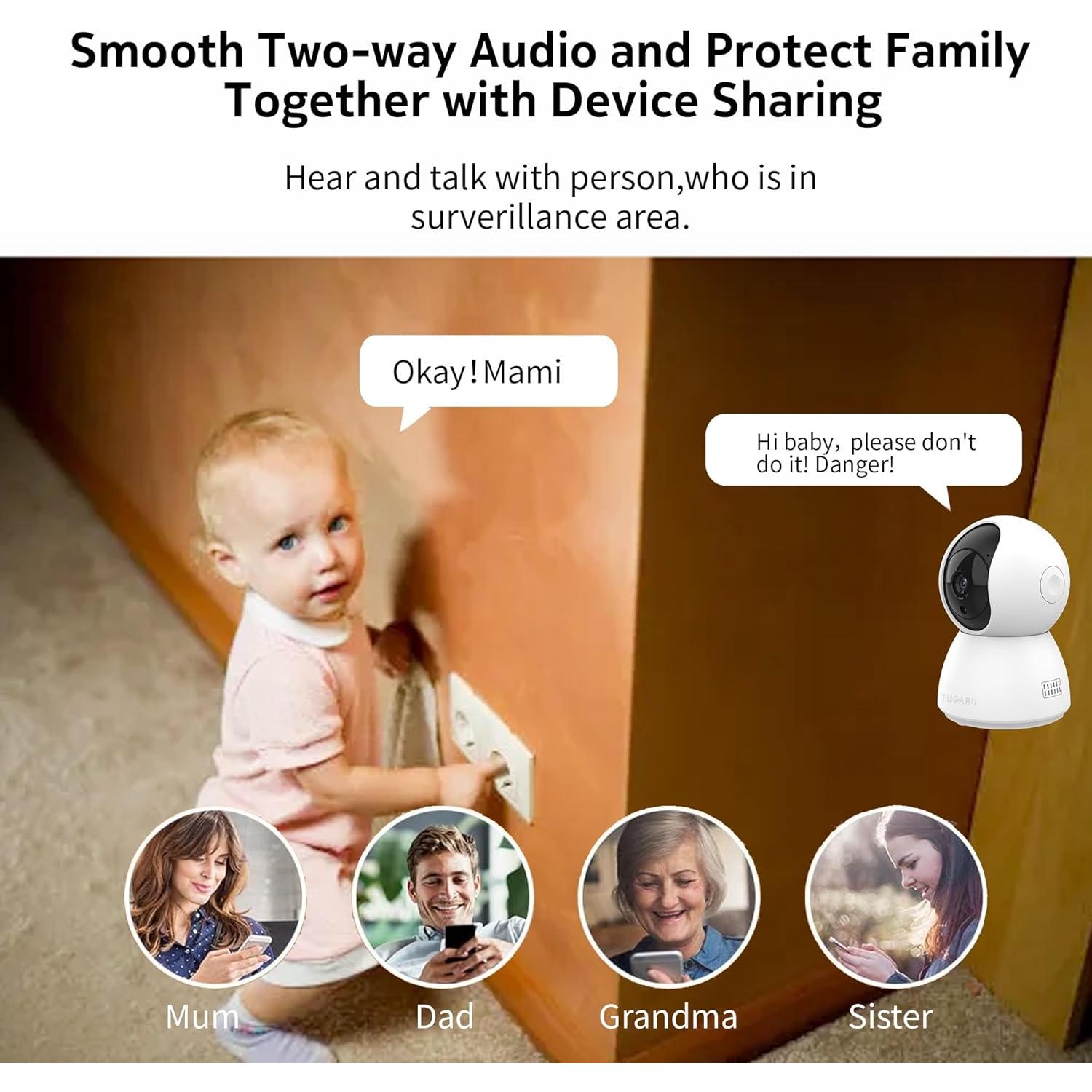 Cámara de Seguridad TUGARD 2MP 355° con Audio y App