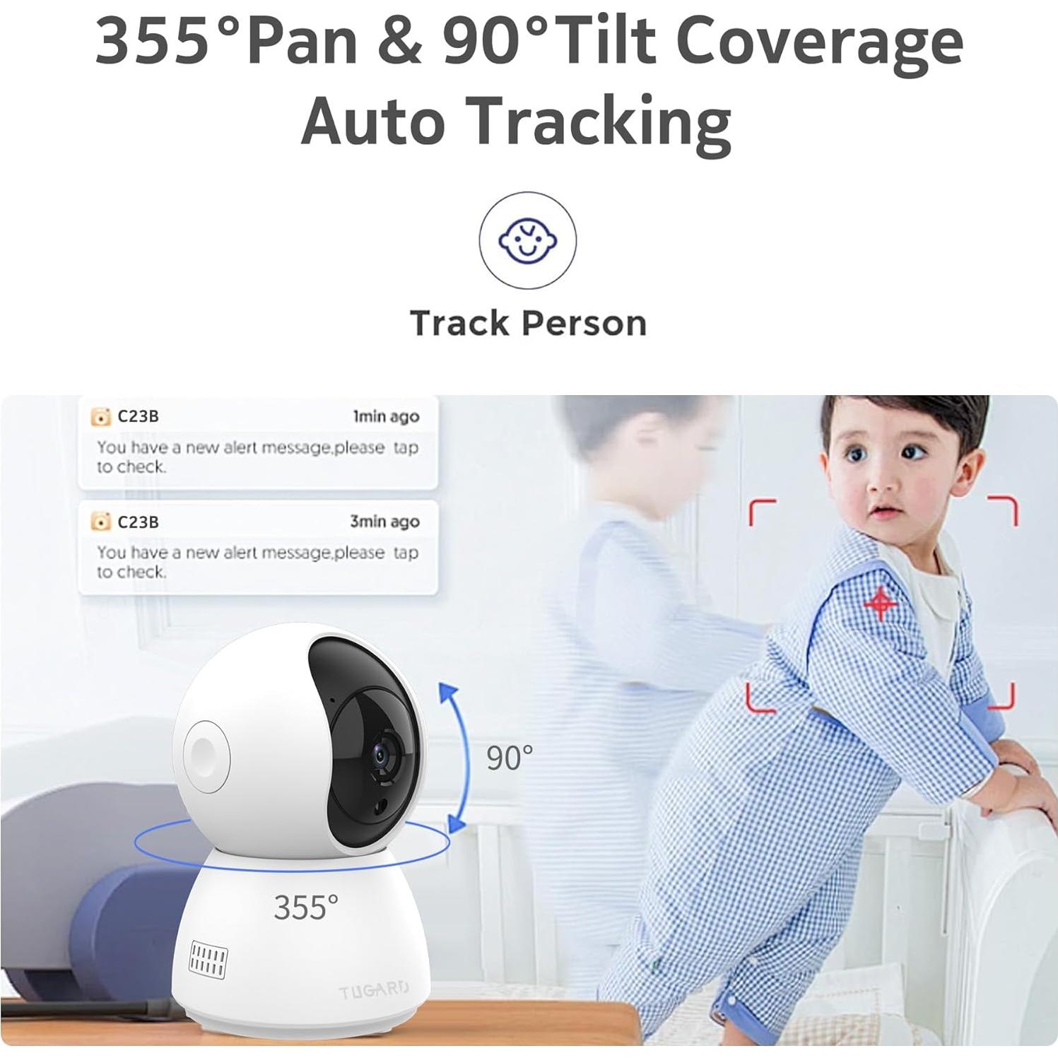 Cámara de Seguridad TUGARD 2MP 355° con Audio y App