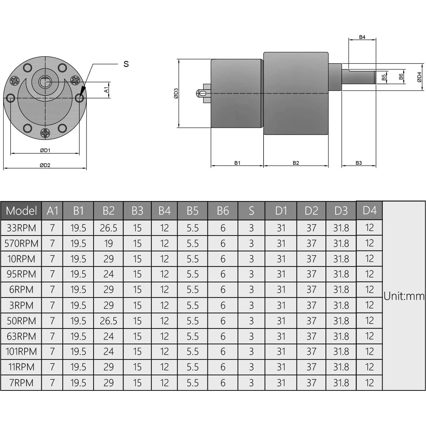 Fielect Gear Motor DC 12V 7RPM High Torque Electric Motor Micro Speed Reduction Geared Motor Eccentric Output Shaft for Car Robot Model DIY Engine