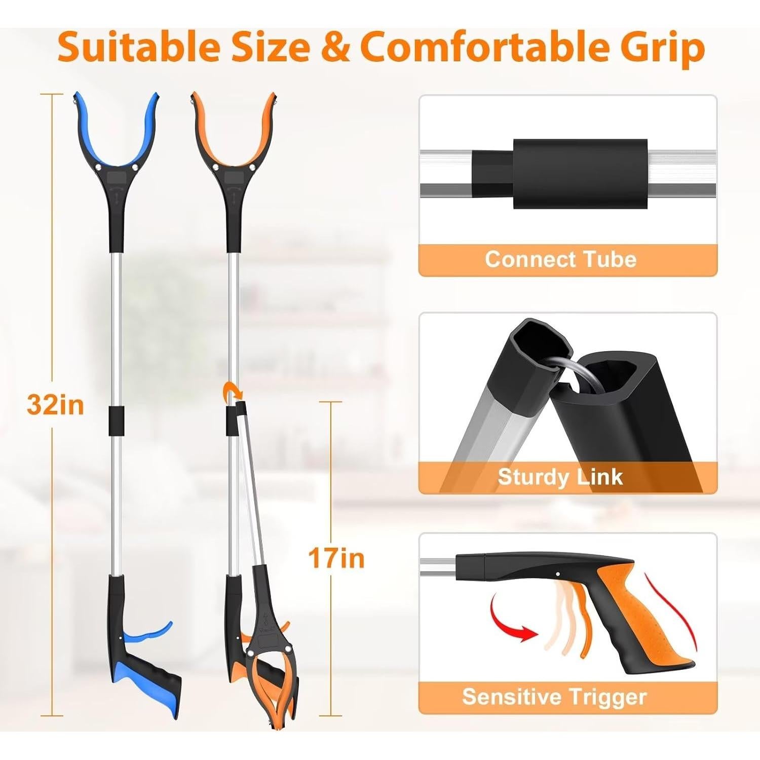 Grabber de Alcance Rewkcy 81 cm Plegable con Imán y 360°