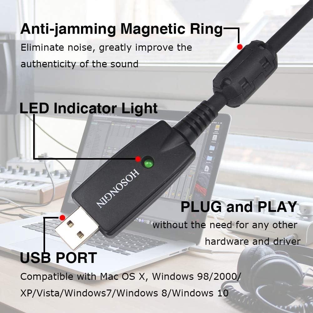 Cable HOSONGIN XLR a USB 6,10 m con DAC para micrófonos