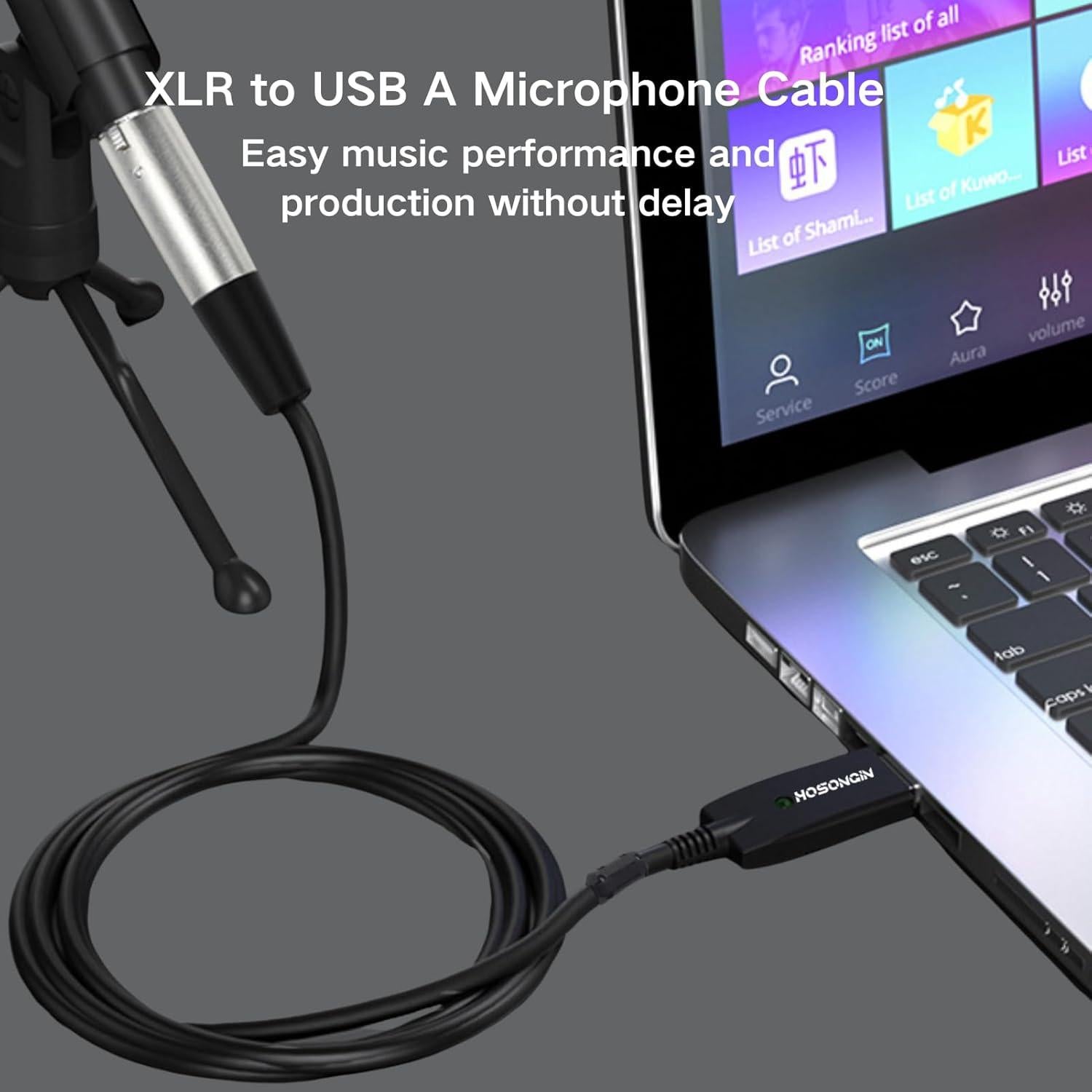 Cable HOSONGIN XLR a USB 6,10 m con DAC para micrófonos
