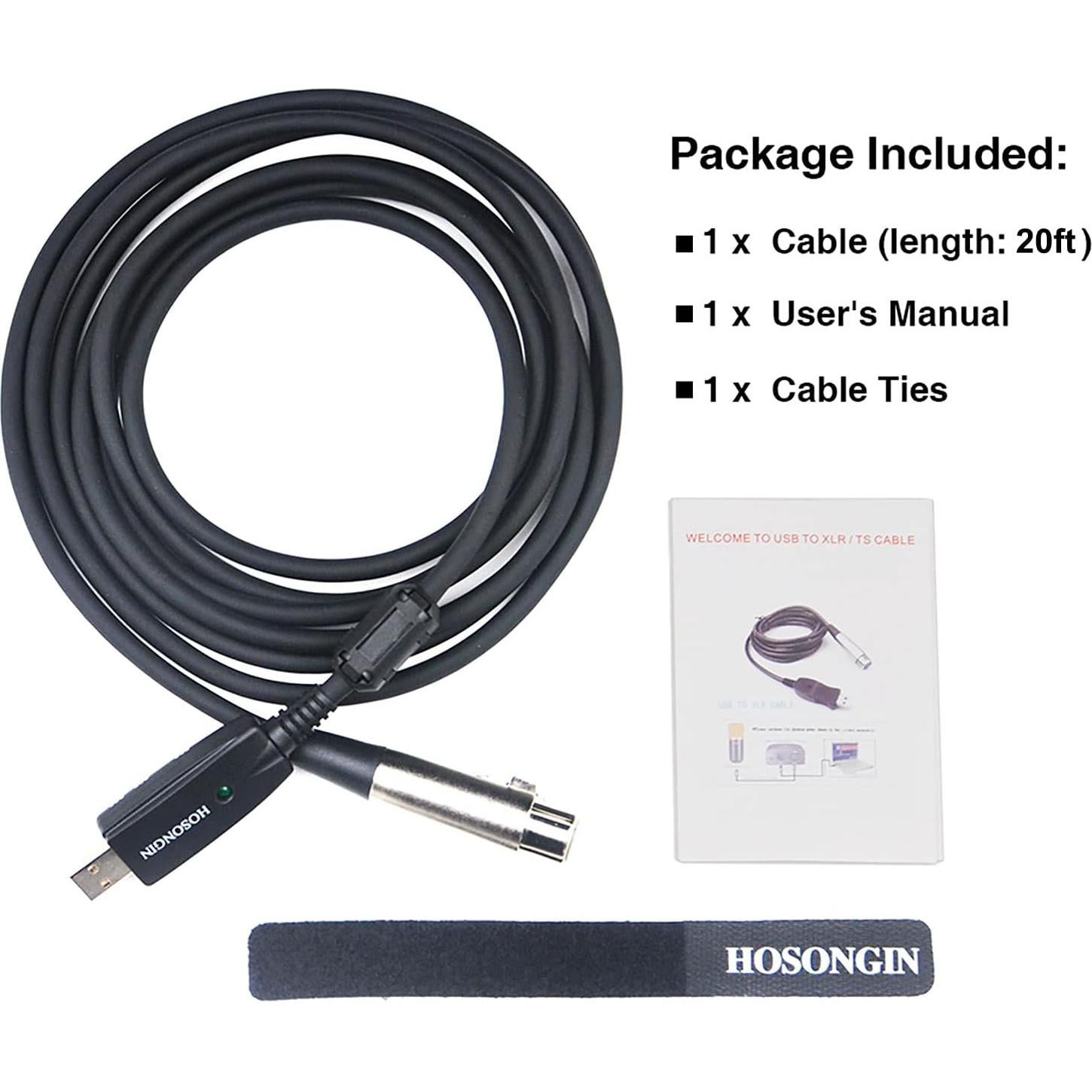Cable HOSONGIN XLR a USB 6,10 m con DAC para micrófonos