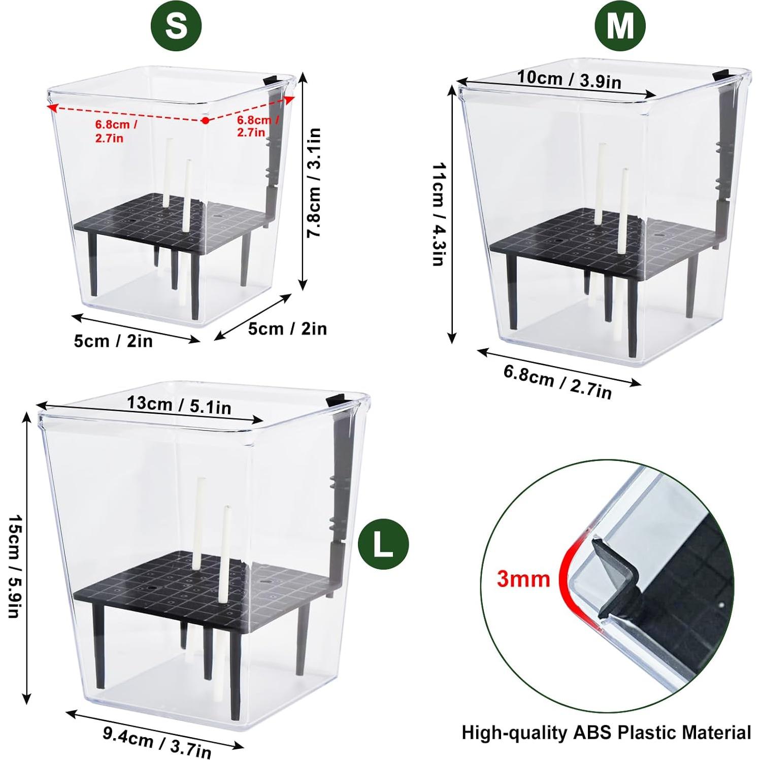 Juego de Macetas Autorriego IWNTWY 3 Piezas 12.7/10.4/6.9 cm