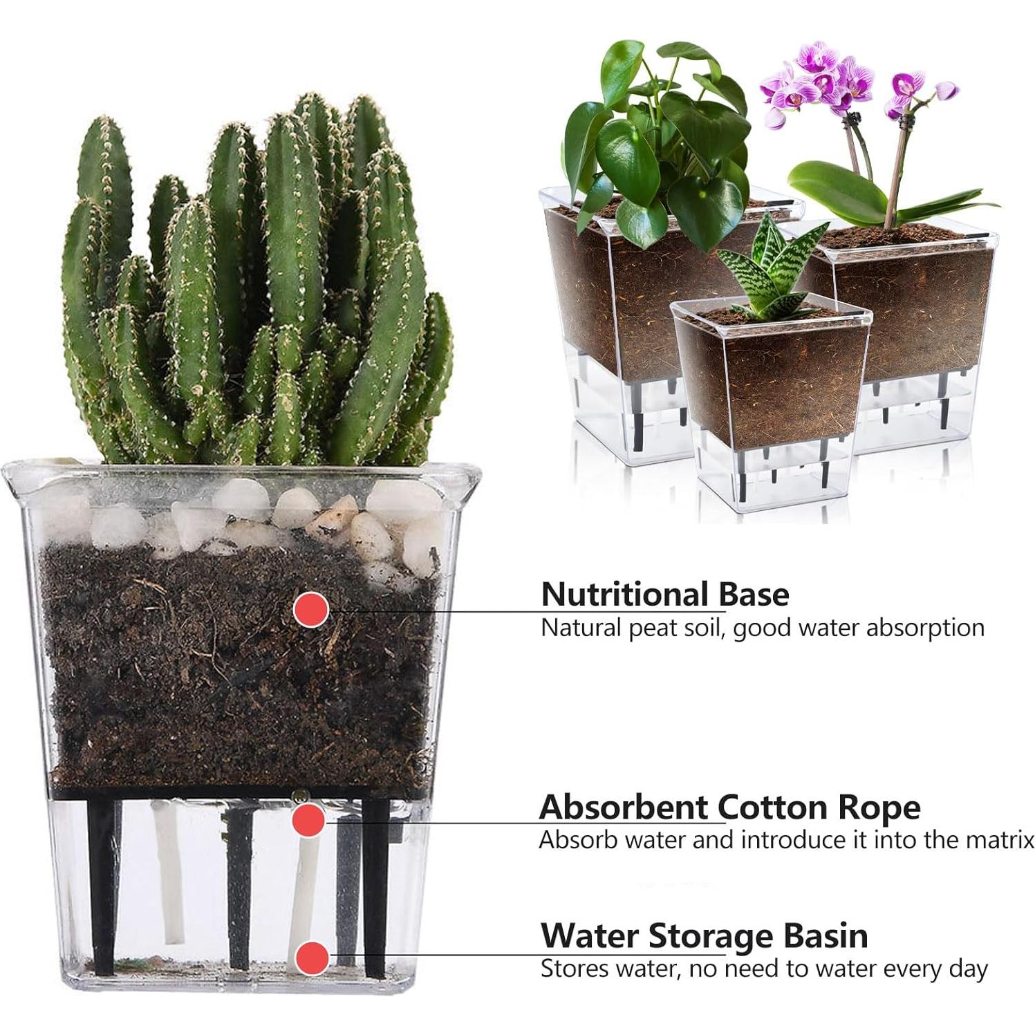 Juego de Macetas Autorriego IWNTWY 3 Piezas 12.7/10.4/6.9 cm