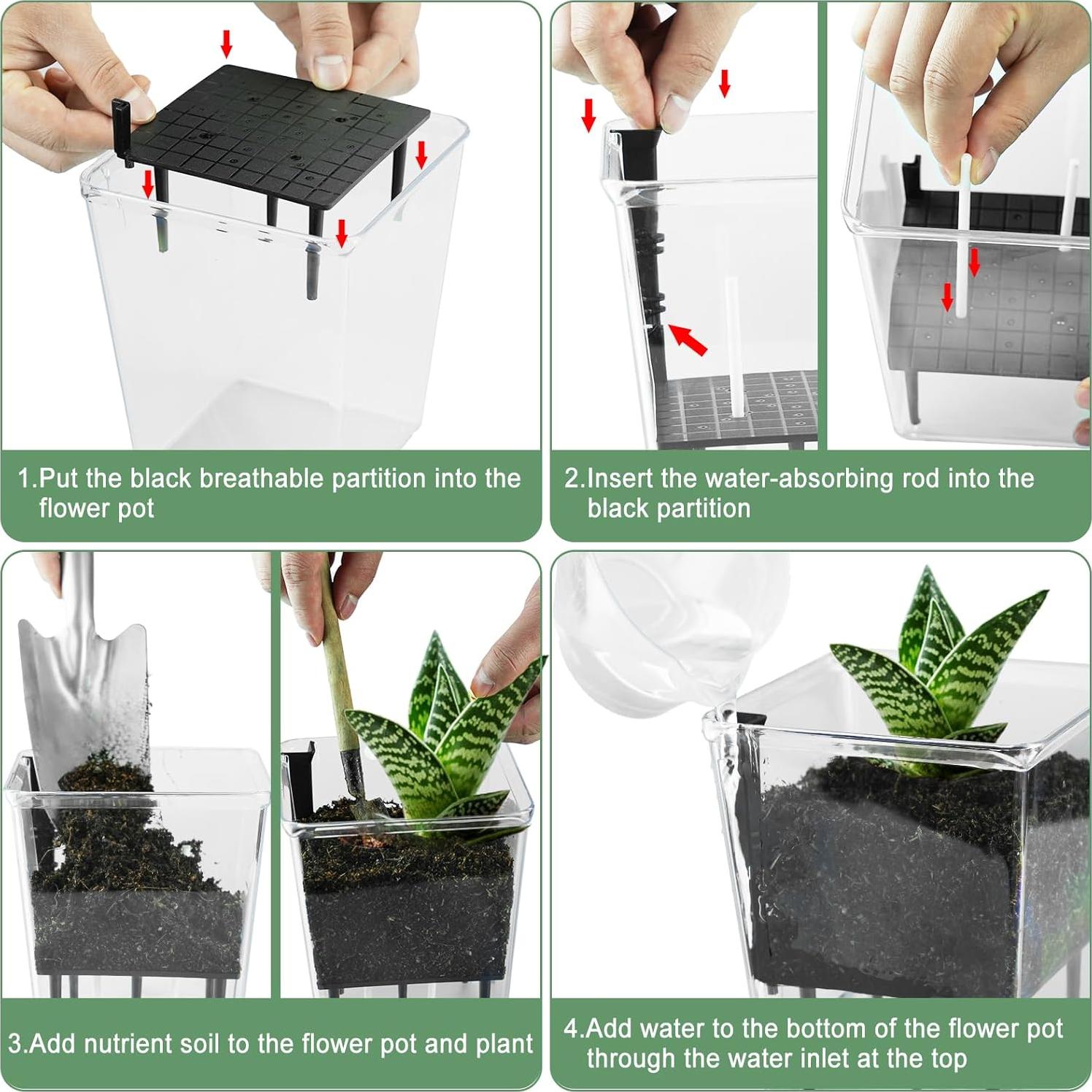 Juego de Macetas Autorriego IWNTWY 3 Piezas 12.7/10.4/6.9 cm