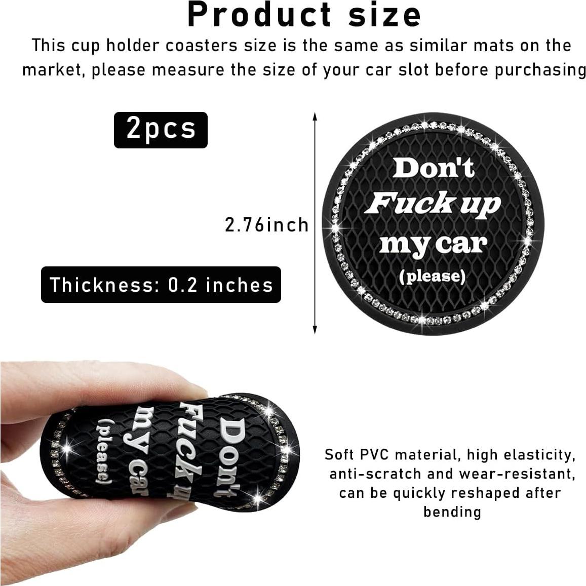 2 Posavasos Brillantes Sylvil para Auto Antideslizantes 6.99 cm