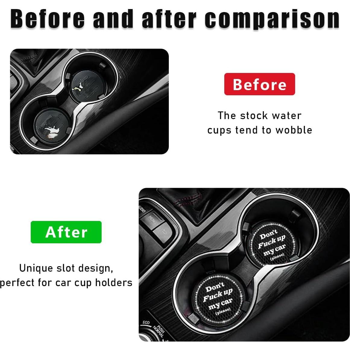 2 Posavasos Brillantes Sylvil para Auto Antideslizantes 6.99 cm