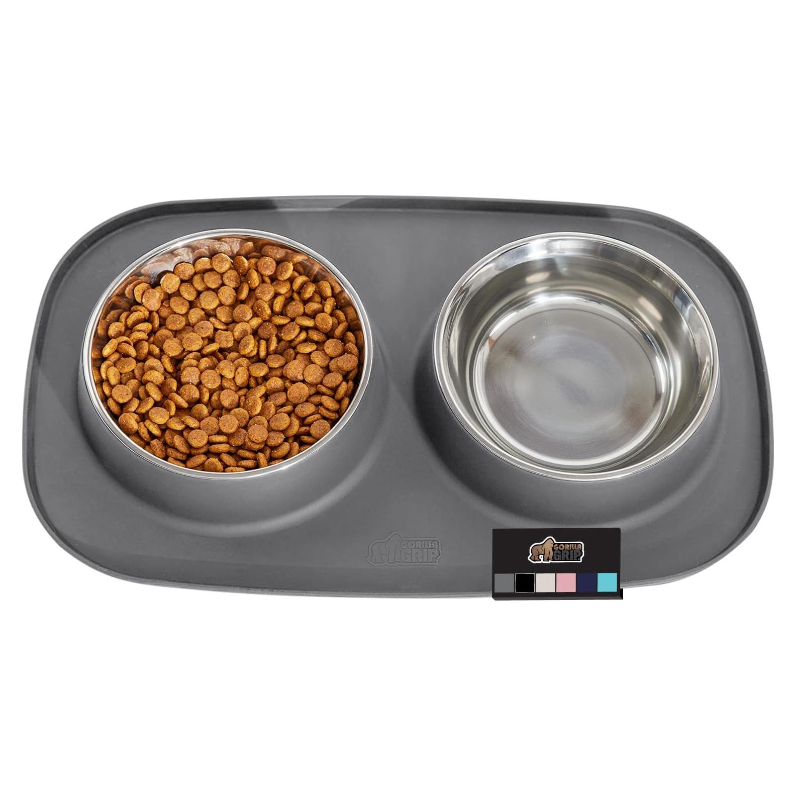 Tapete de Silicona con 3 Tazones Acero Inoxidable Gris