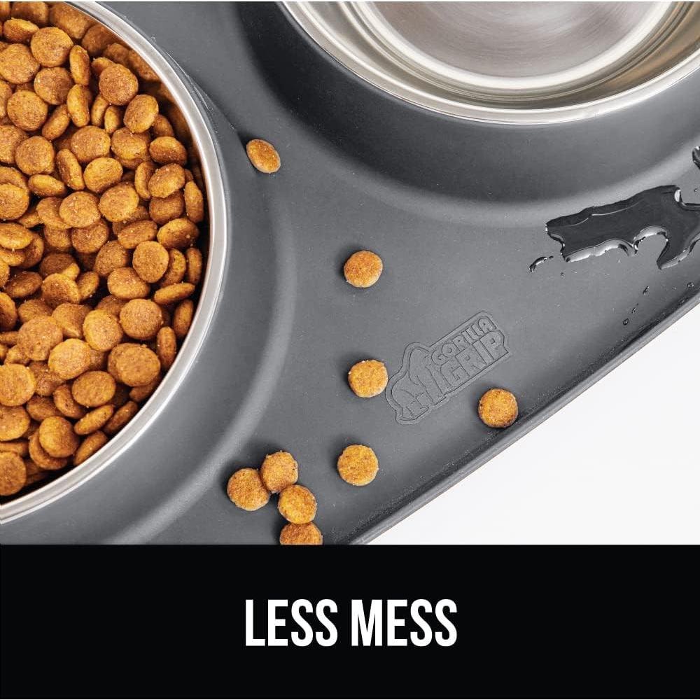 Tapete de Silicona con 3 Tazones Acero Inoxidable Gris