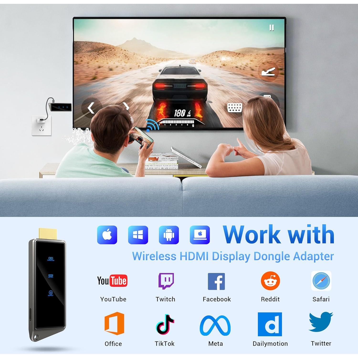 Adaptador HDMI Inalámbrico BRAIDOL Q8PLUS 4K 5m Miracast