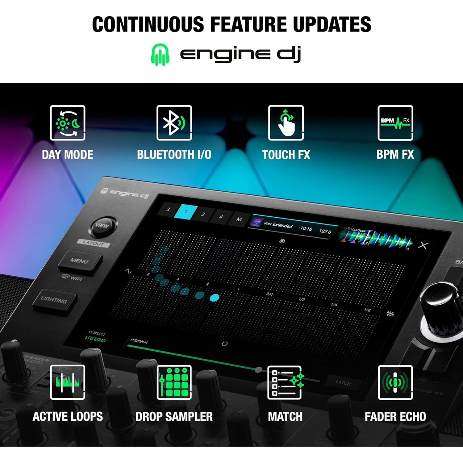 Controlador DJ Denon SC LIVE 4 con altavoces y Wi-Fi
