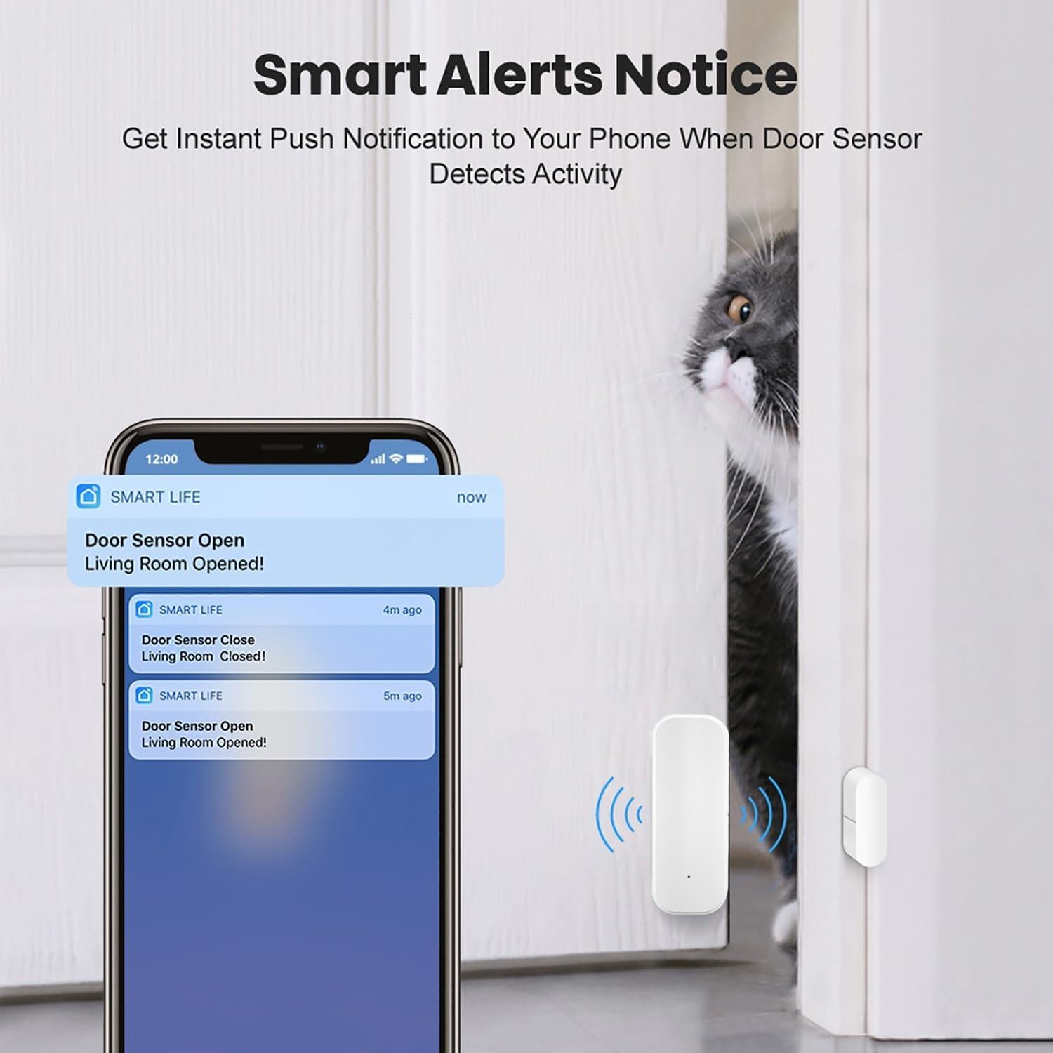 Sensor de Puerta WiFi Gaoducash 3 Pack con Alertas