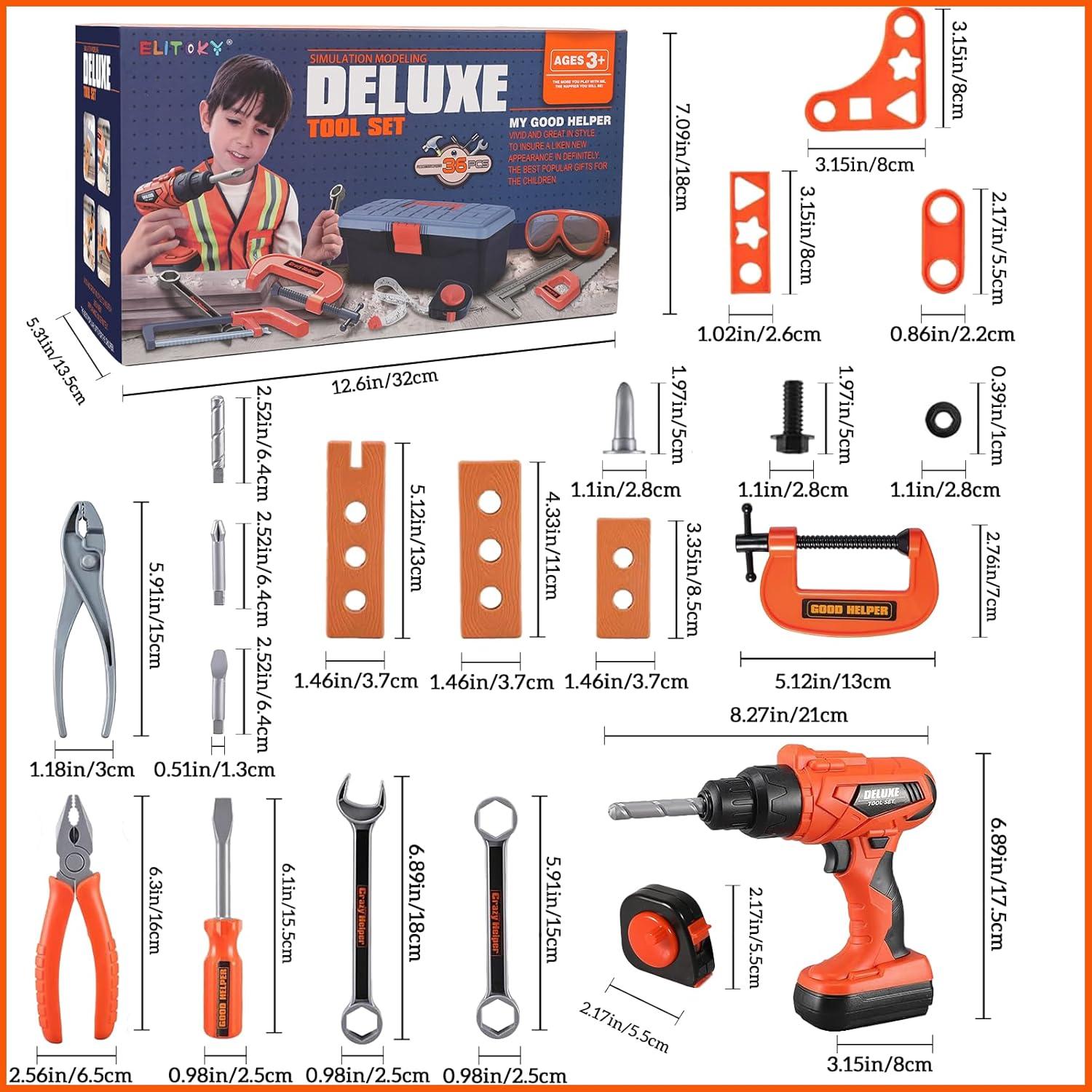 Juego de Herramientas Elitoky 35 PCS con Taladro para Niños