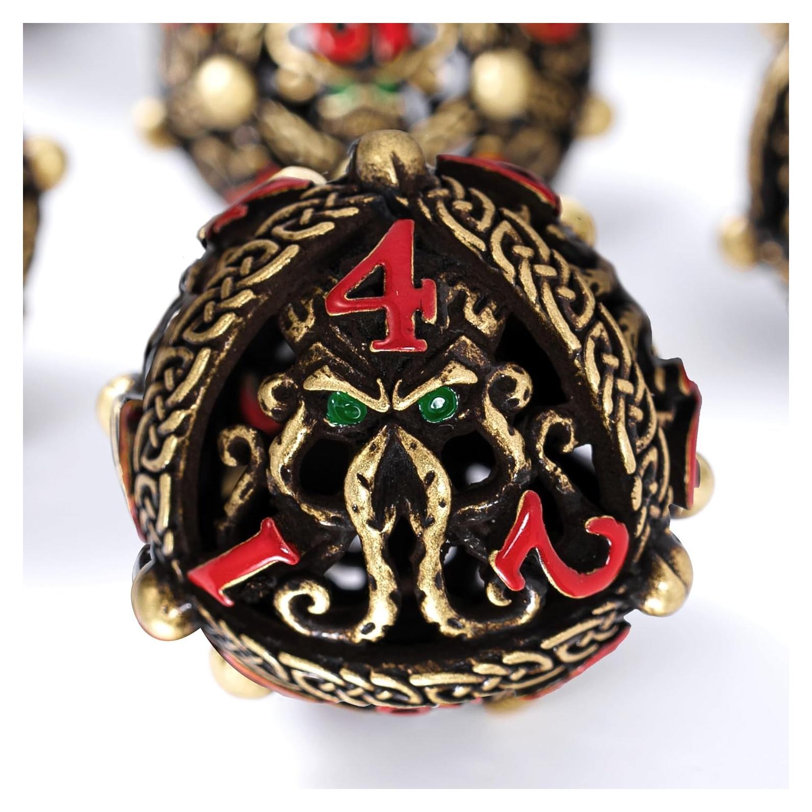 Juego de Dados Redondos de Metal Soar Forge - Cthulhu Bronce Antiguo