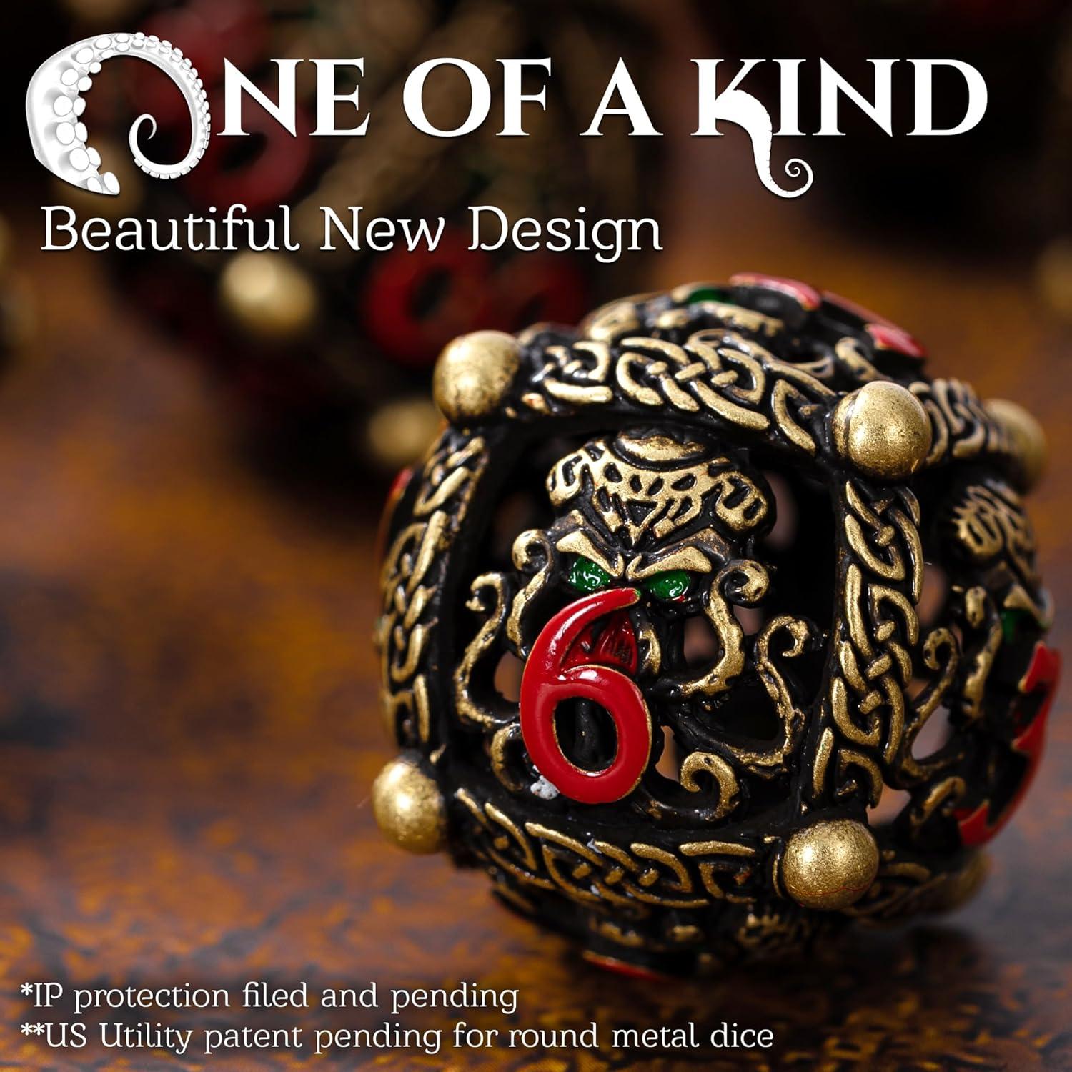 Juego de Dados Redondos de Metal Soar Forge - Cthulhu Bronce Antiguo