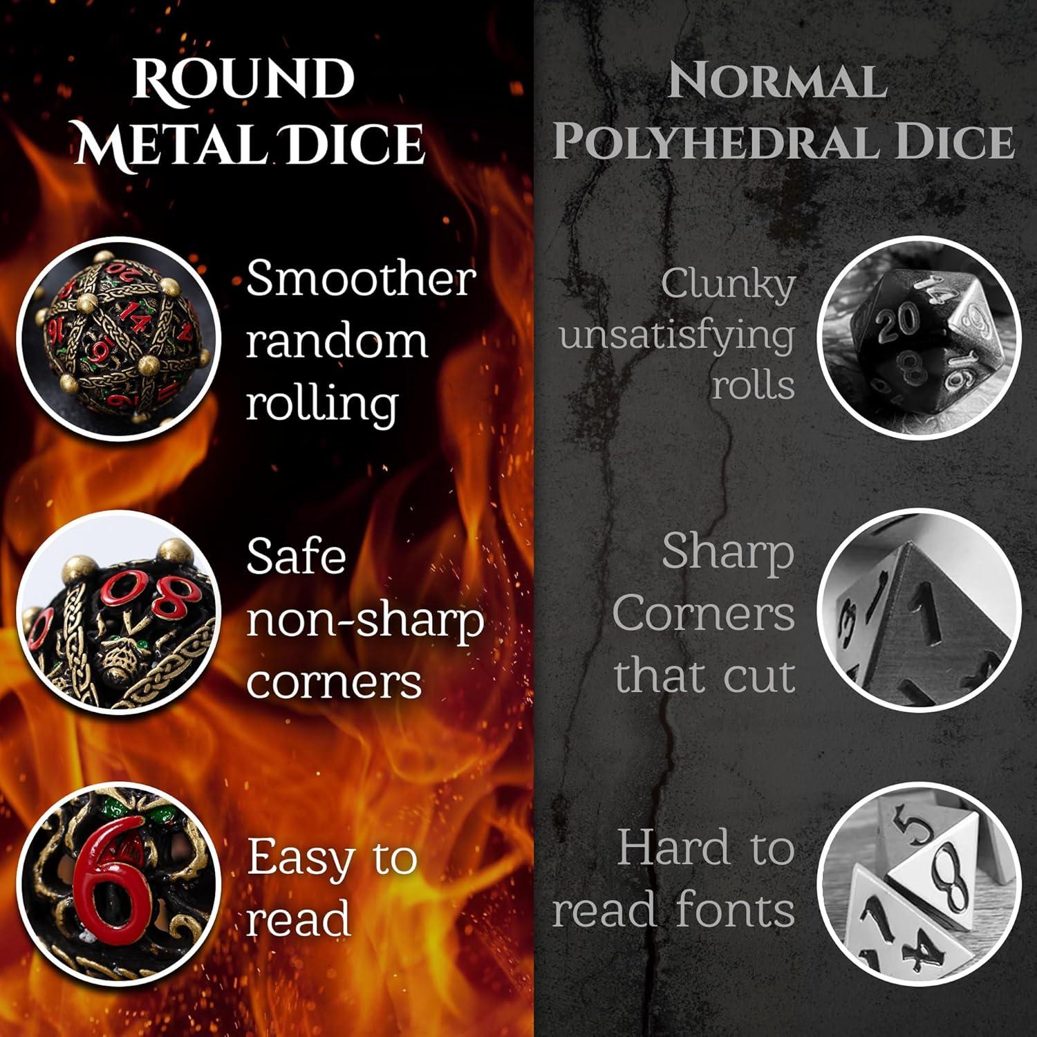 Juego de Dados Redondos de Metal Soar Forge - Cthulhu Bronce Antiguo