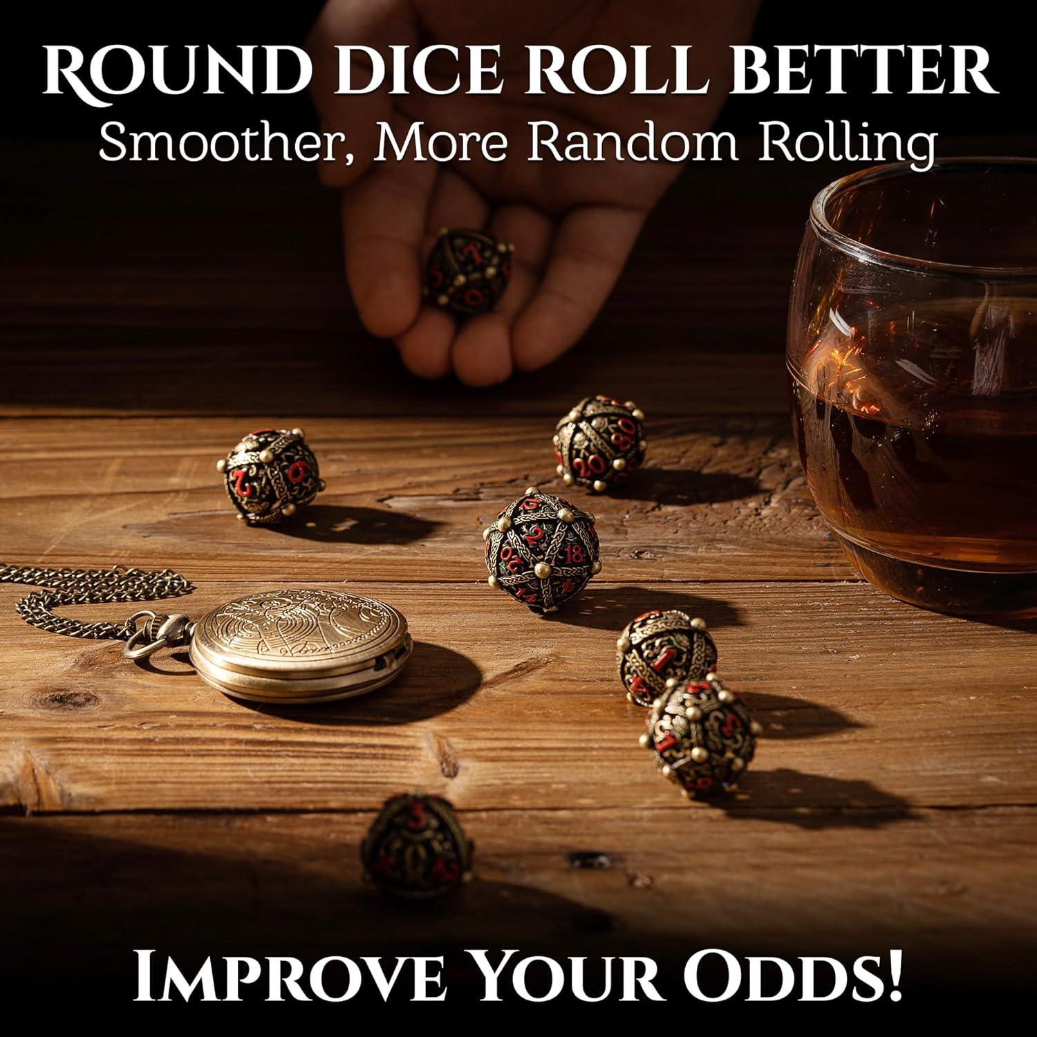 Juego de Dados Redondos de Metal Soar Forge - Cthulhu Bronce Antiguo