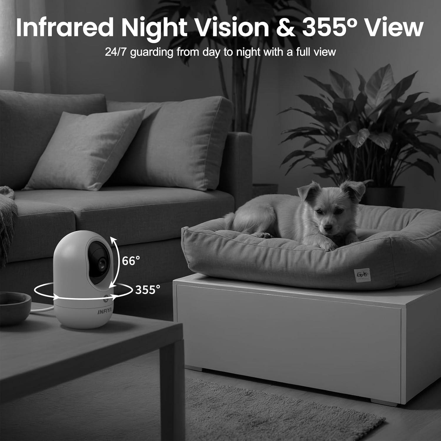 Cámara de Seguridad INFIYA 2K Interior 360° WiFi 2.4GHz 2Pack