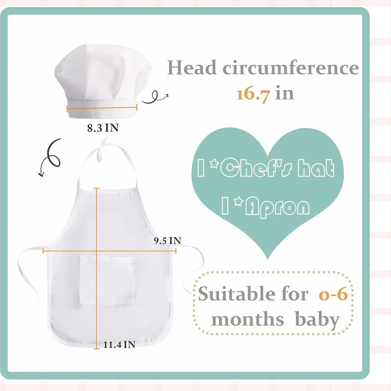 Traje de Chef para Bebés KHC-KHF con Sombrero y Delantal 0-6m