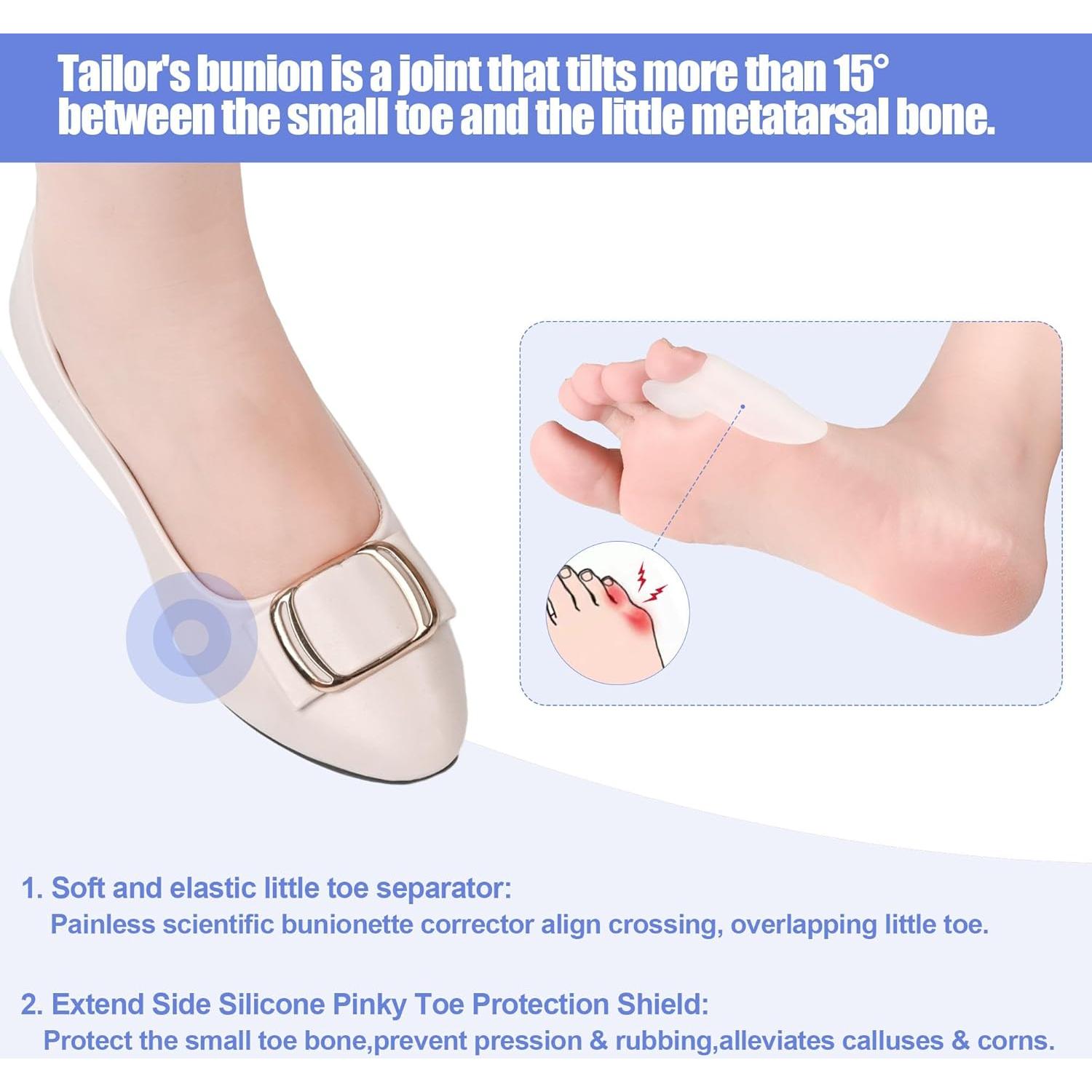 Separadores de Dedo Pequeño de Gel DYKOOK - 3 Pares para Bunionette