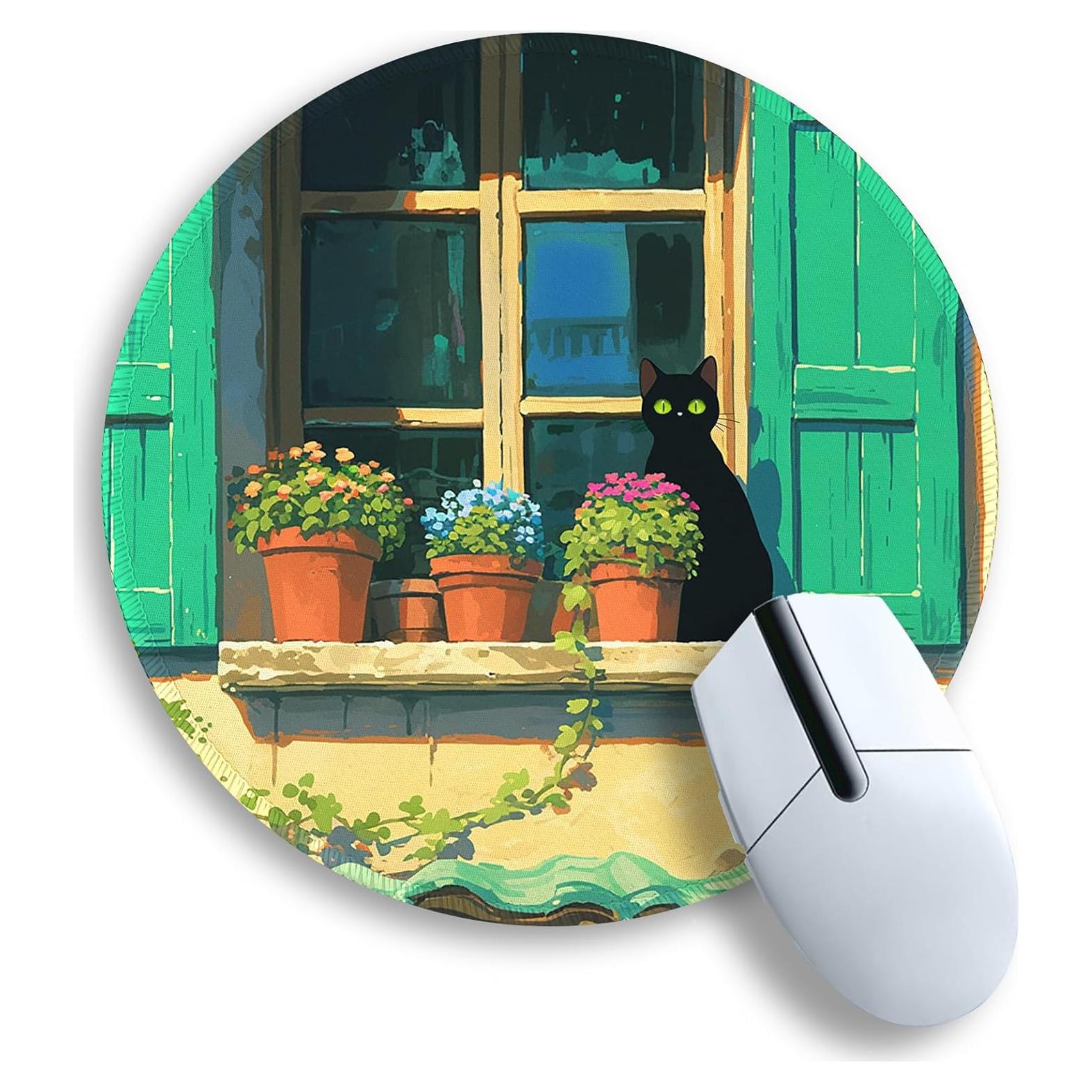 Alfombrilla de Ratón Gctriki Gato Negro Anime 22cm Antideslizante