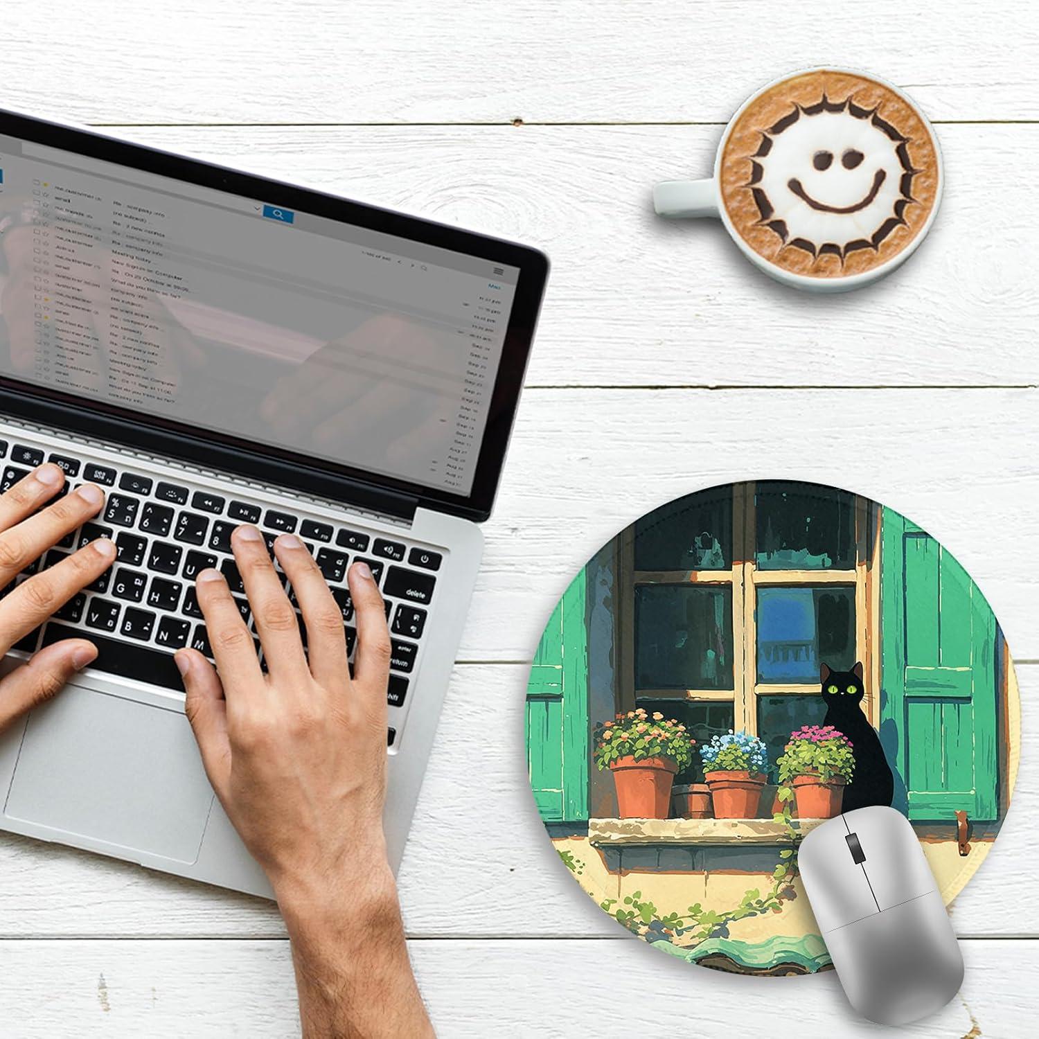 Alfombrilla de Ratón Gctriki Gato Negro Anime 22cm Antideslizante