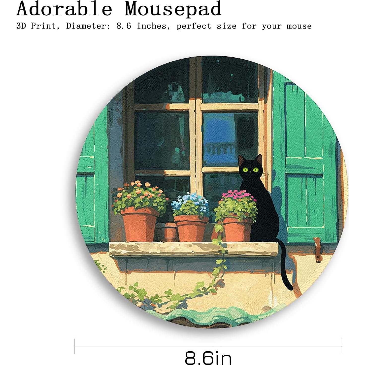 Alfombrilla de Ratón Gctriki Gato Negro Anime 22cm Antideslizante