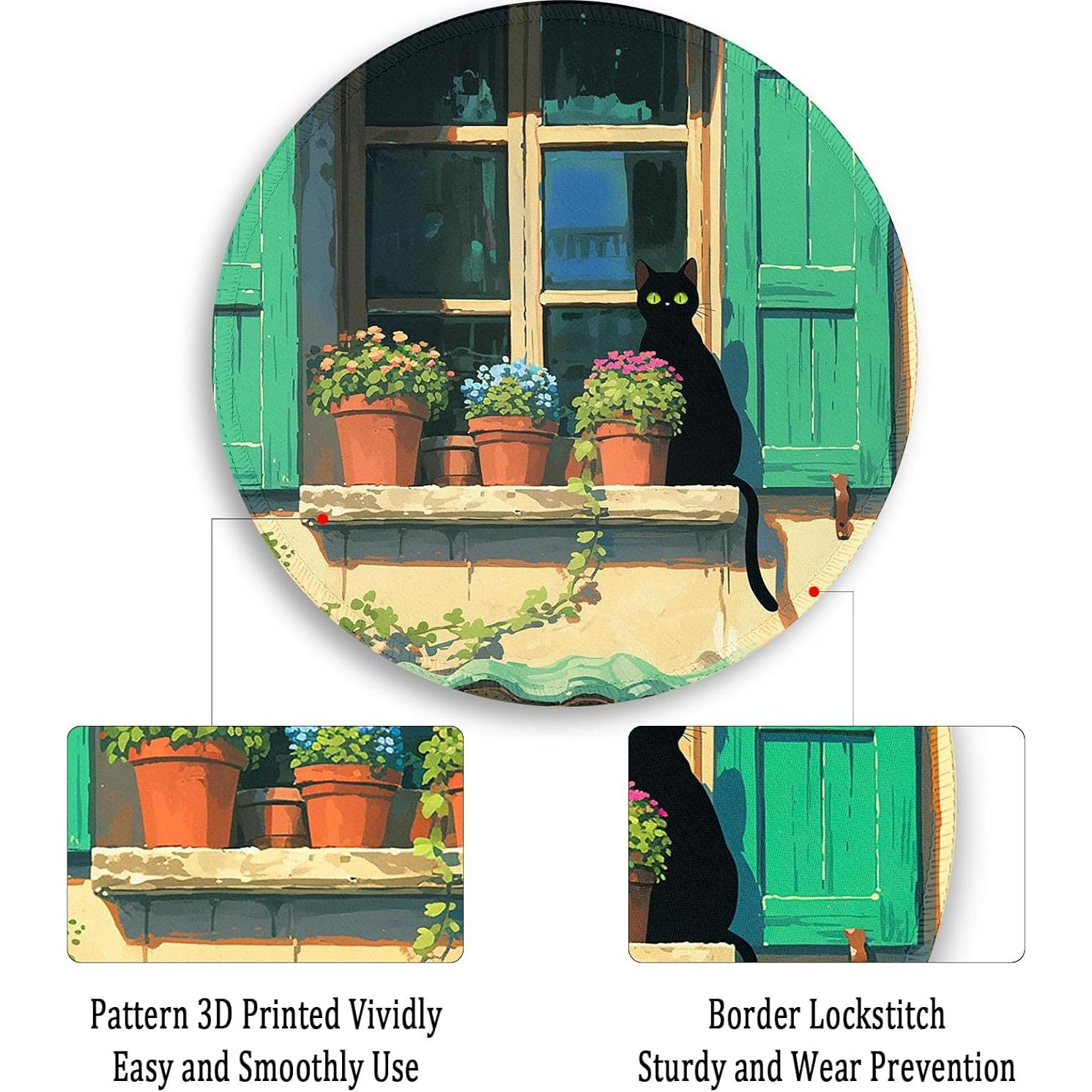 Alfombrilla de Ratón Gctriki Gato Negro Anime 22cm Antideslizante