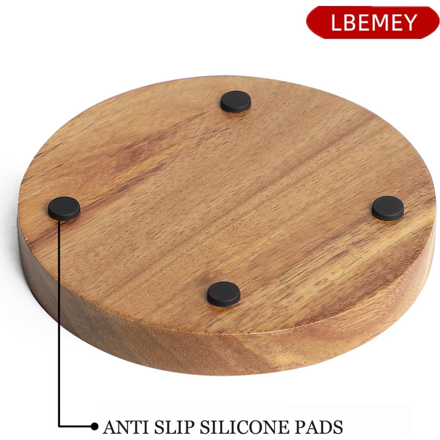 Soporte para cucharas de madera de acacia LBEMEY con pies antideslizantes