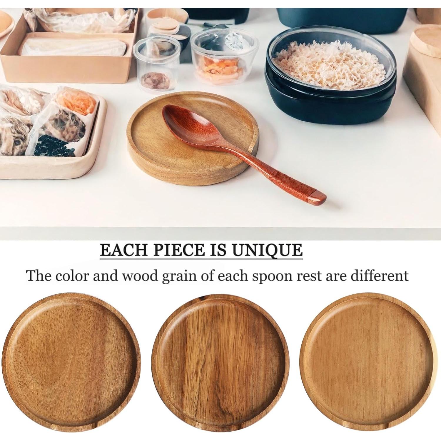 Soporte para cucharas de madera de acacia LBEMEY con pies antideslizantes