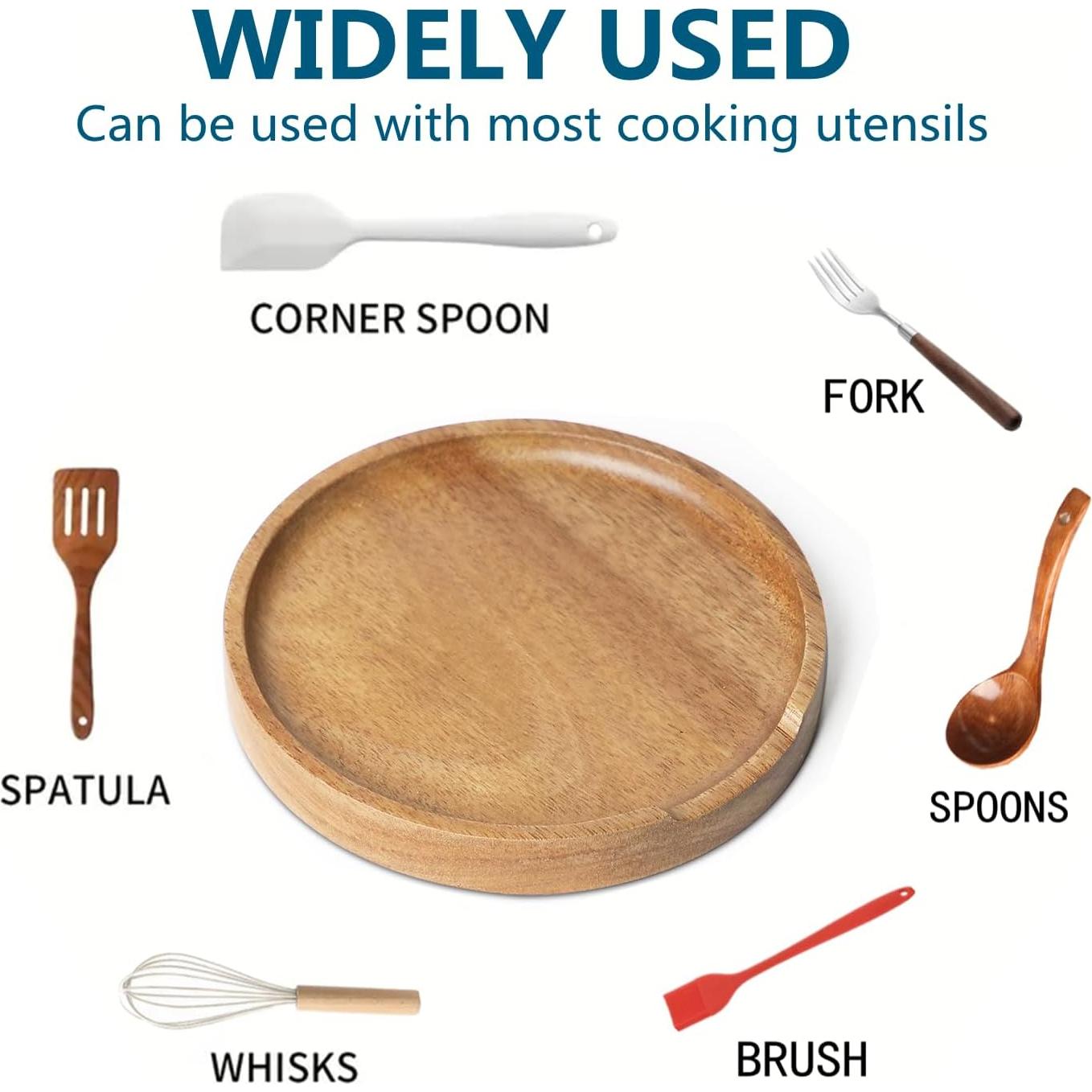 Soporte para cucharas de madera de acacia LBEMEY con pies antideslizantes