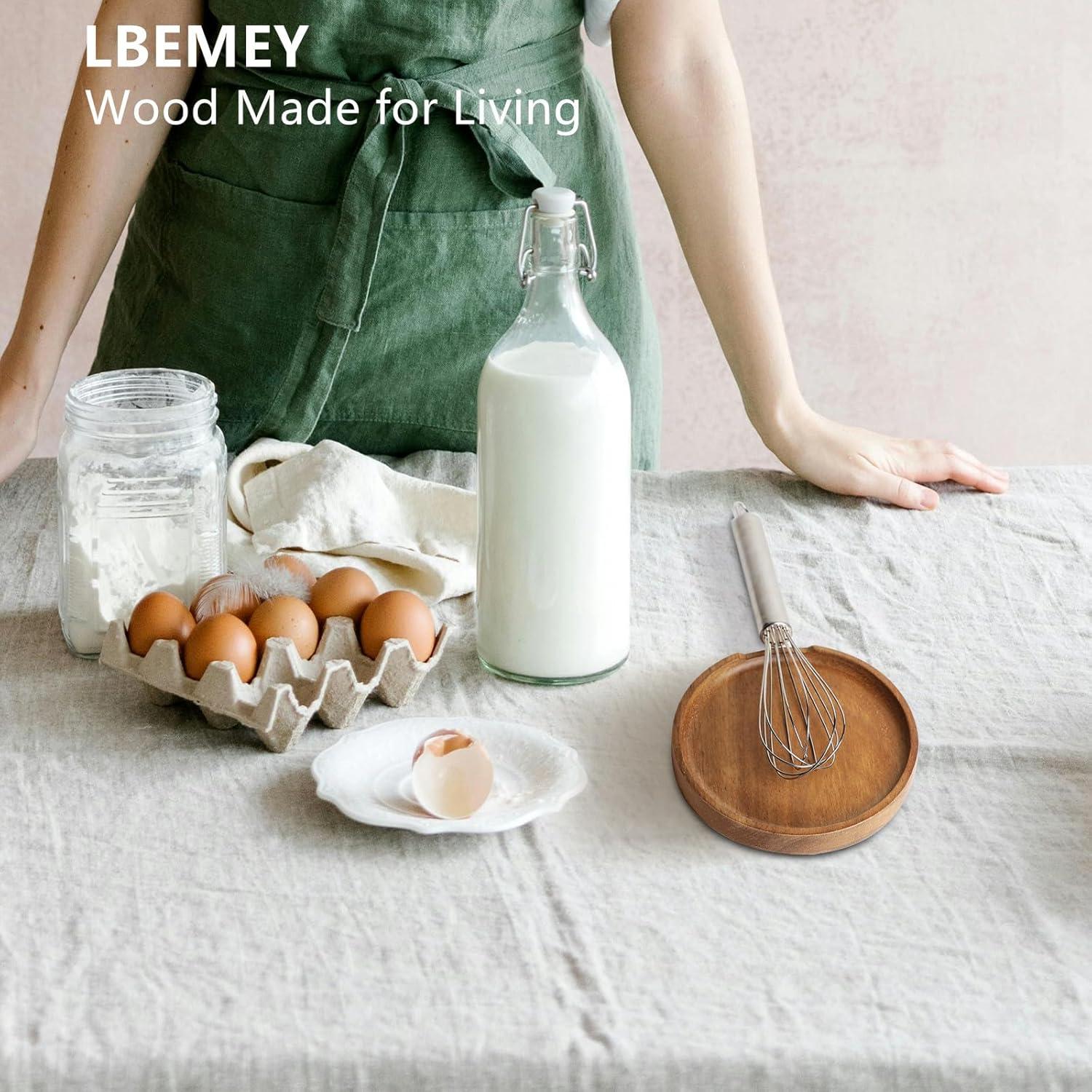 Soporte para cucharas de madera de acacia LBEMEY con pies antideslizantes