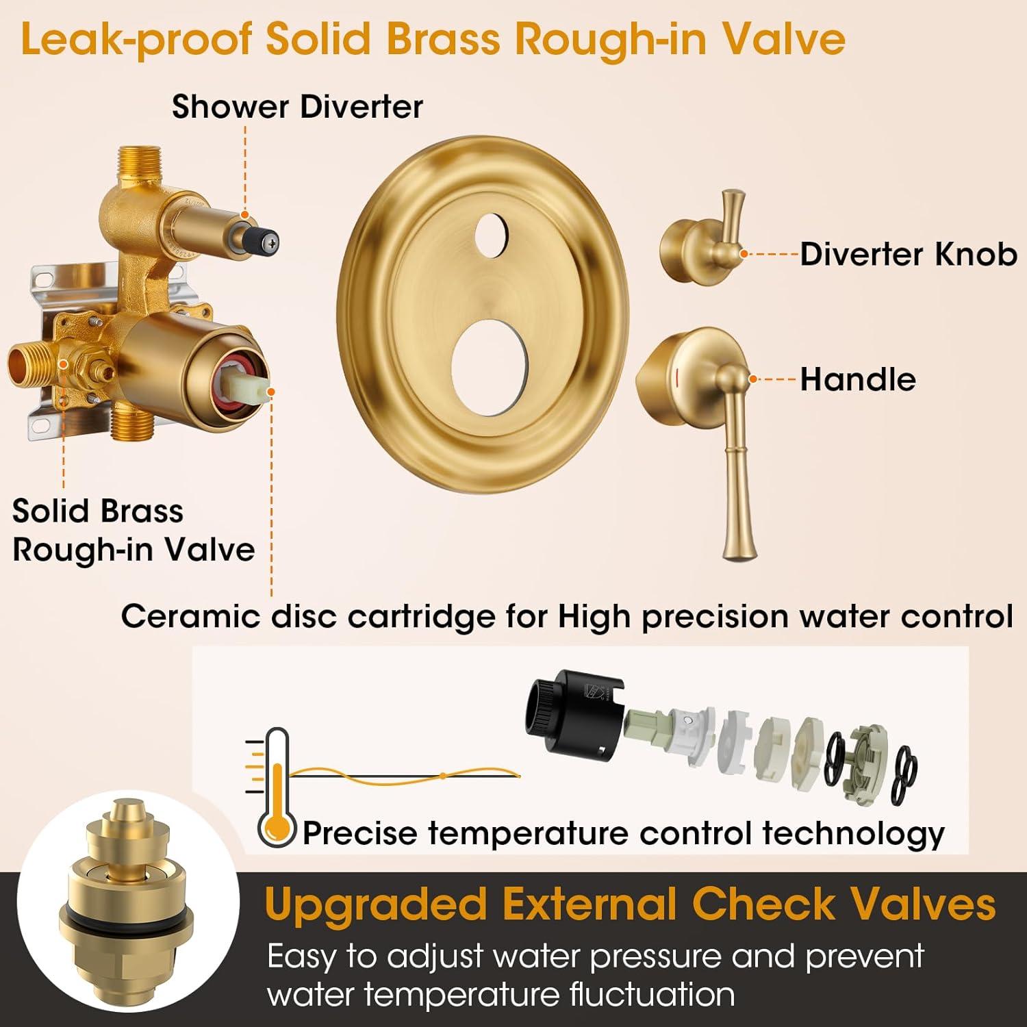 Cabezal de Ducha de Lluvia HANGORO 9" Oro Cepillado con Ducha de Mano