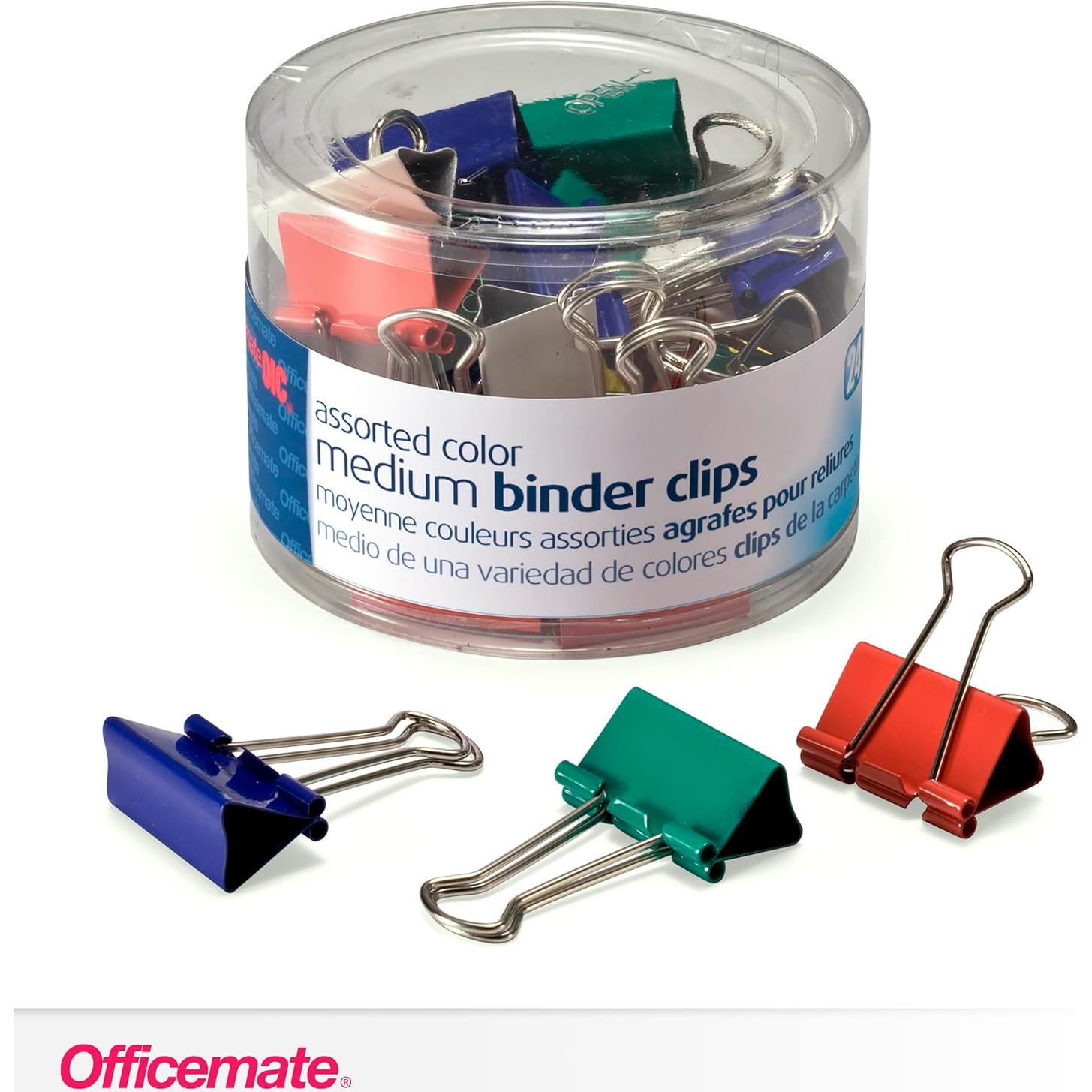 Clips de Binder Medianos Officemate Colores Asortidos