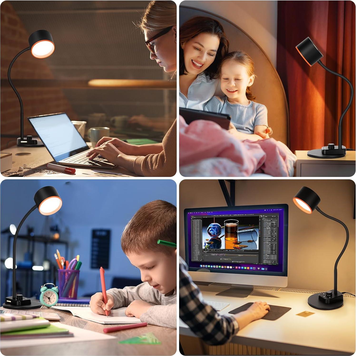 Lámpara de Escritorio LED LiFMIRA con Carga USB y 5 Modos