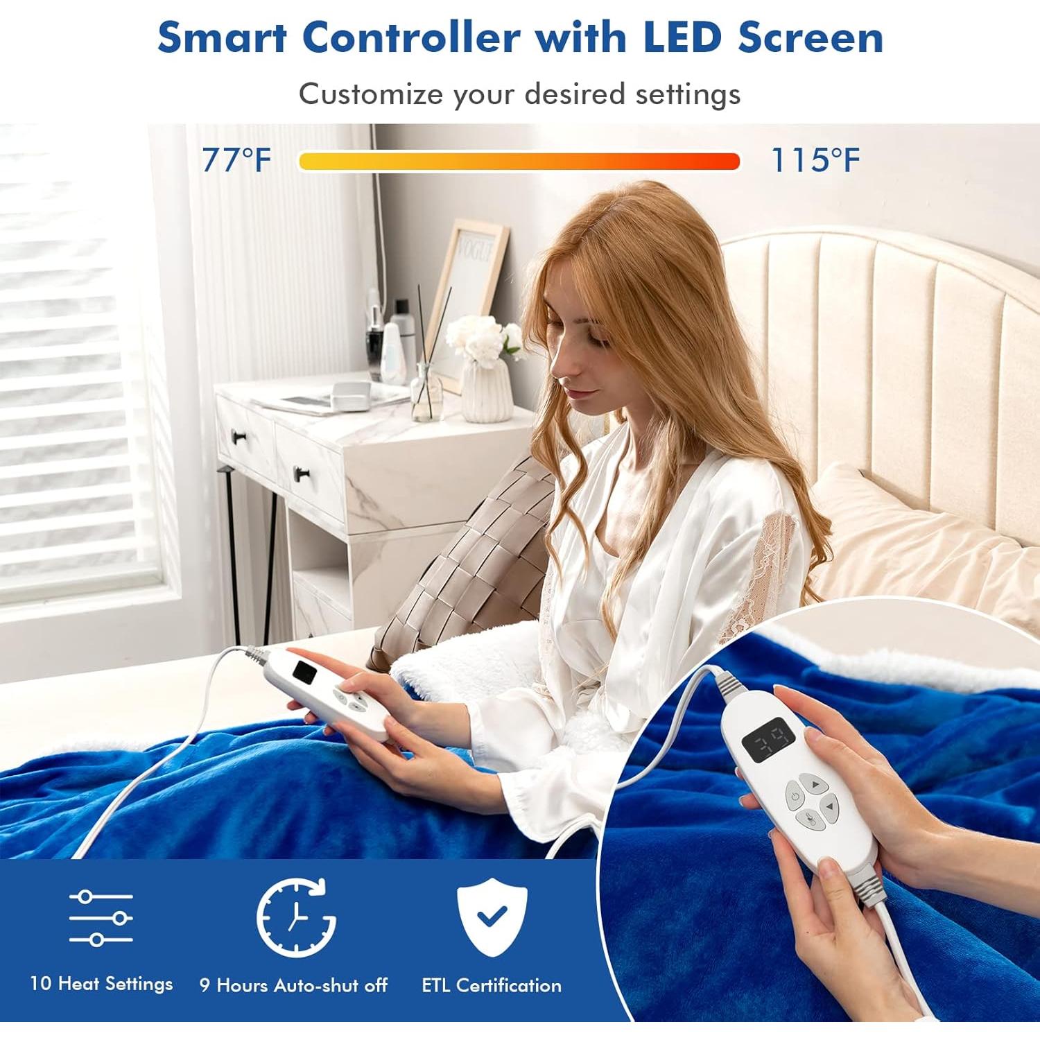 Manta Eléctrica Calentada Giantex 127x152 cm 10 Niveles Calor