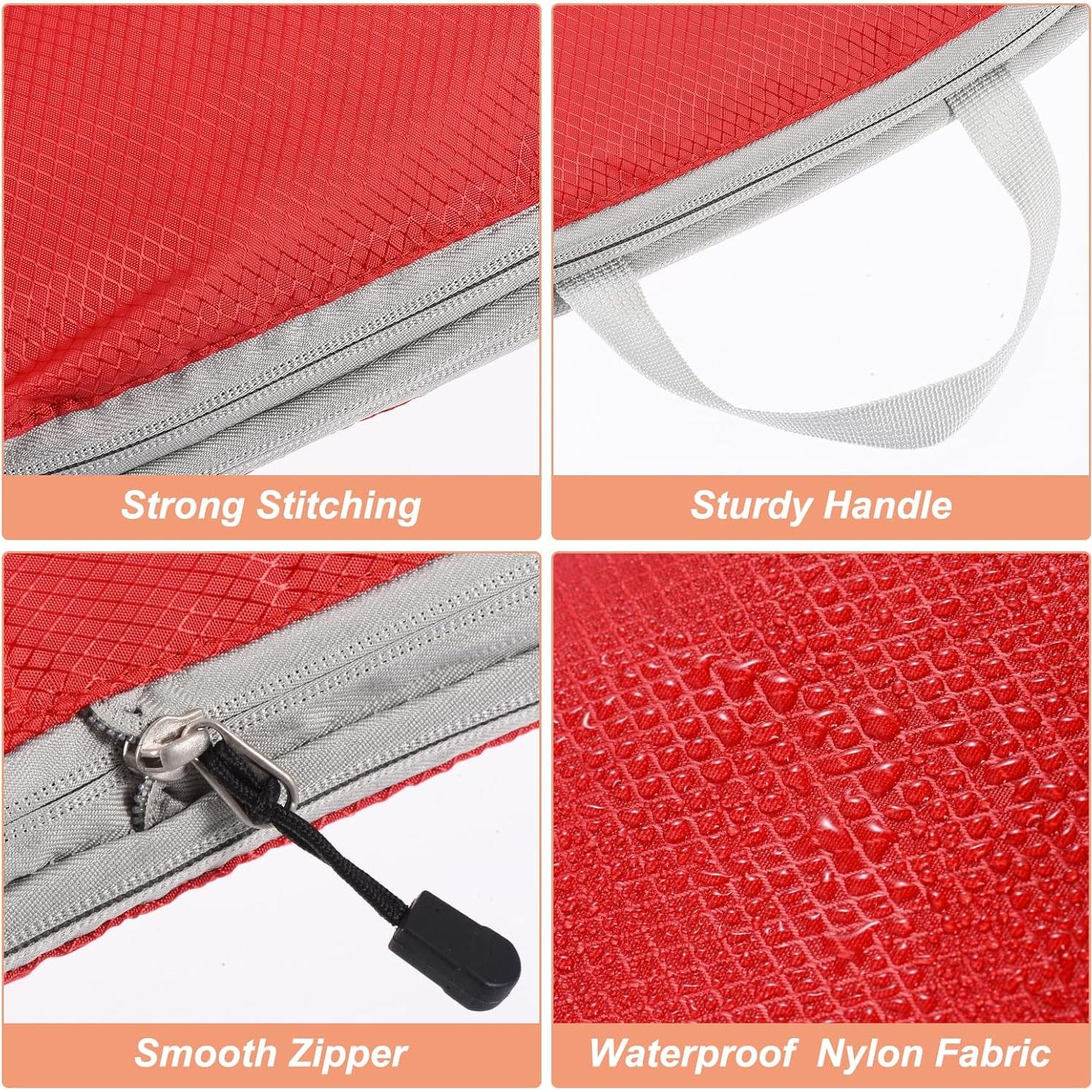 Cubo de Compresión PATIKIL 3 Piezas Nylon Impermeable Rojo