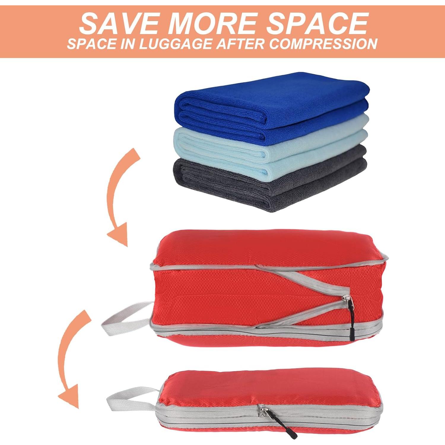 Cubo de Compresión PATIKIL 3 Piezas Nylon Impermeable Rojo