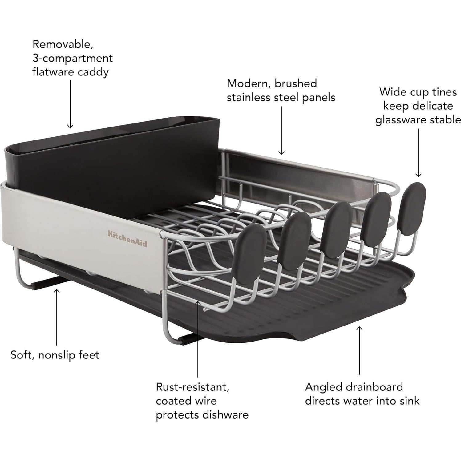 Escurridor de Platos KitchenAid Compacto Acero Inoxidable 40.7 cm