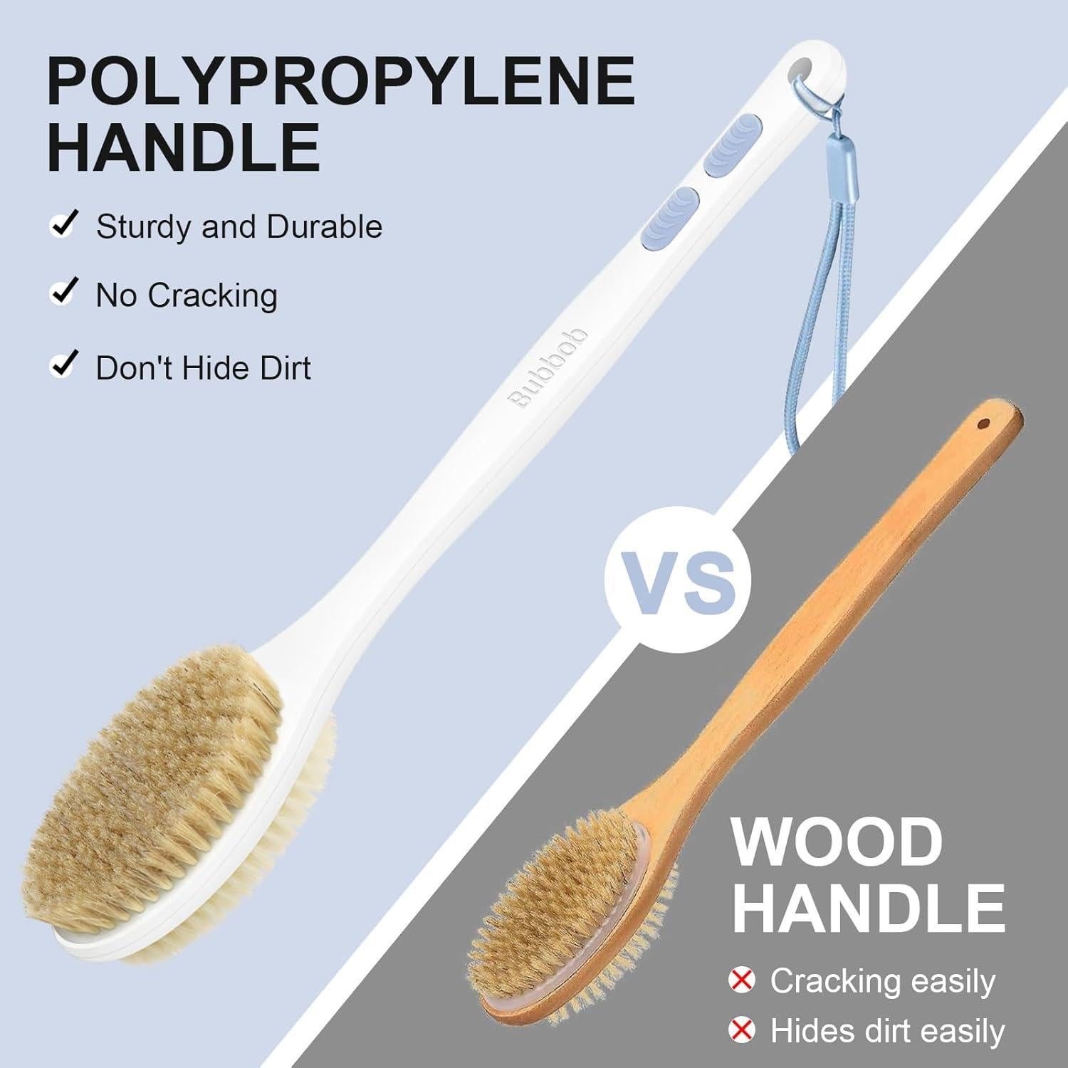 Cepillo de Espalda Bubbob con Mango Largo Antideslizante Azul