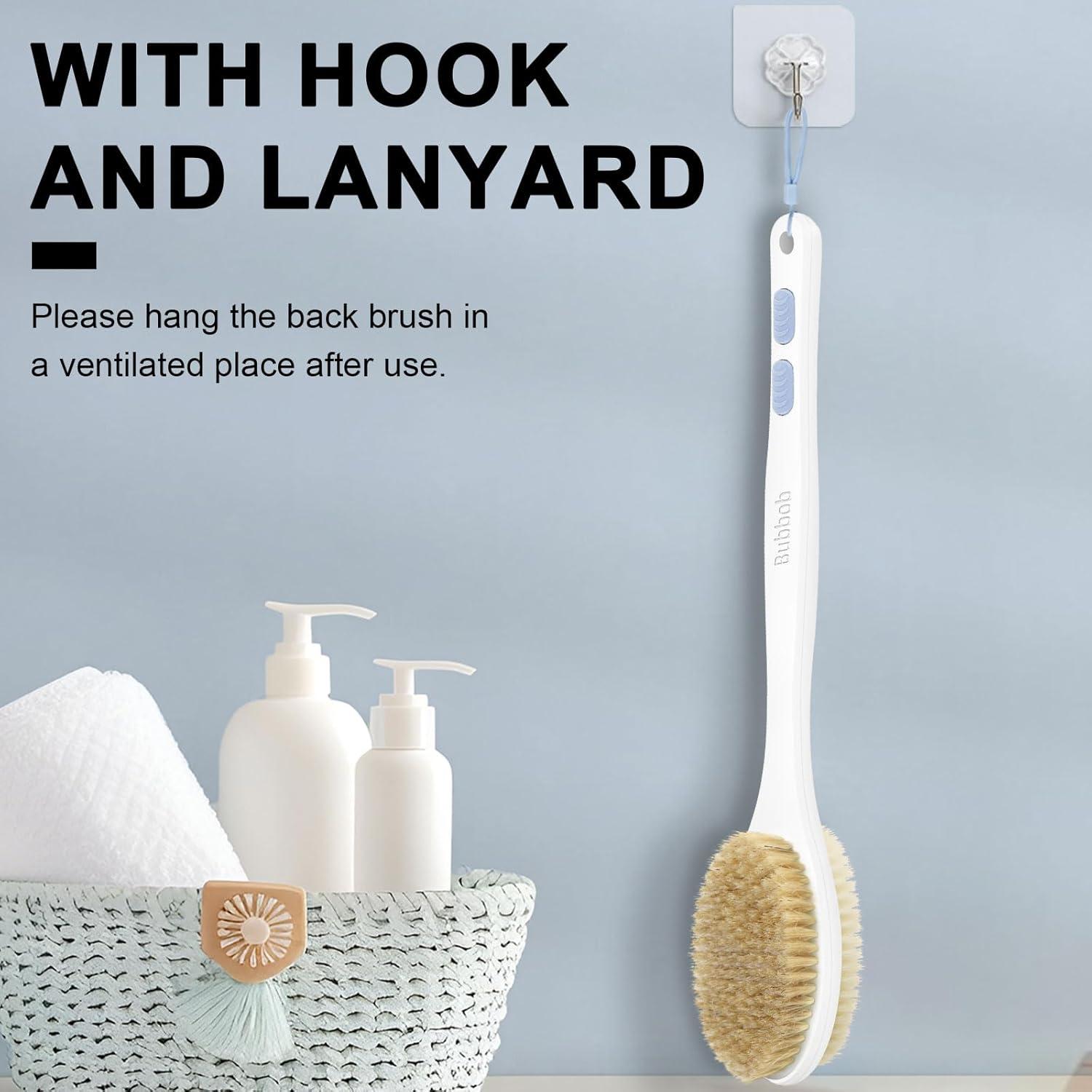 Cepillo de Espalda Bubbob con Mango Largo Antideslizante Azul